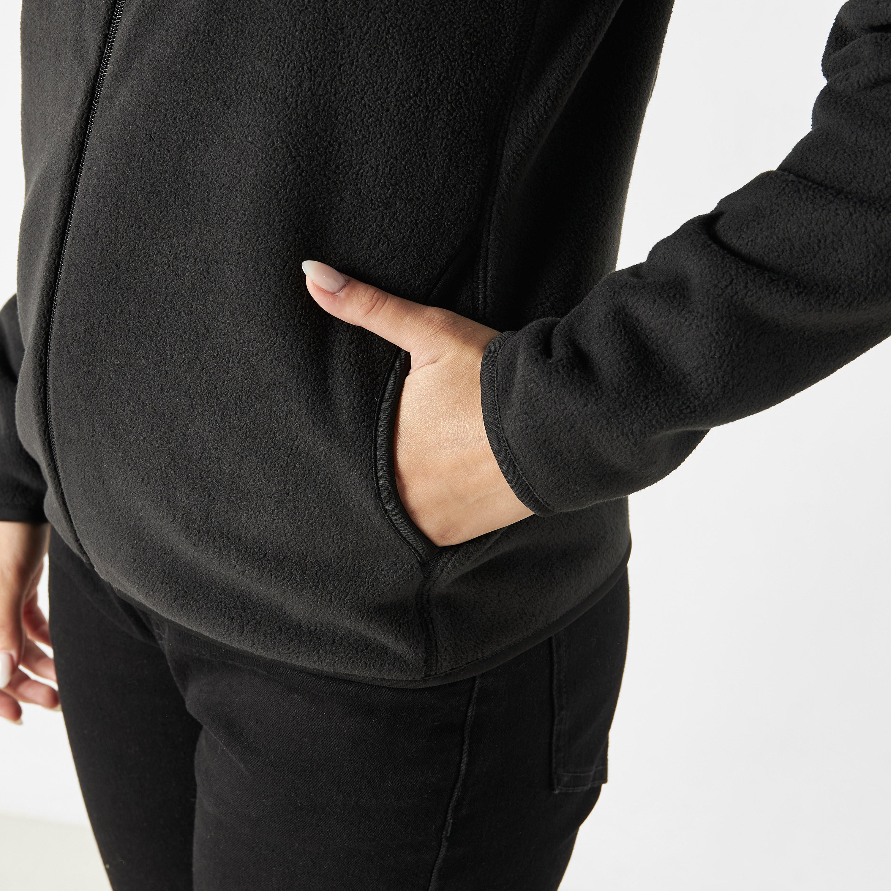 Textured Zip Through Jacket with High Neck and Pockets-women-winterwear-coatsandjackets-jackets-image-5