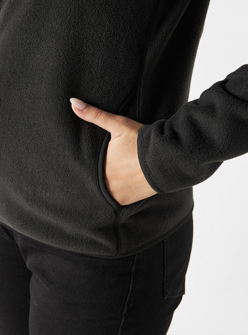 Textured Zip Through Jacket with High Neck and Pockets-women-winterwear-coatsandjackets-jackets-image-5