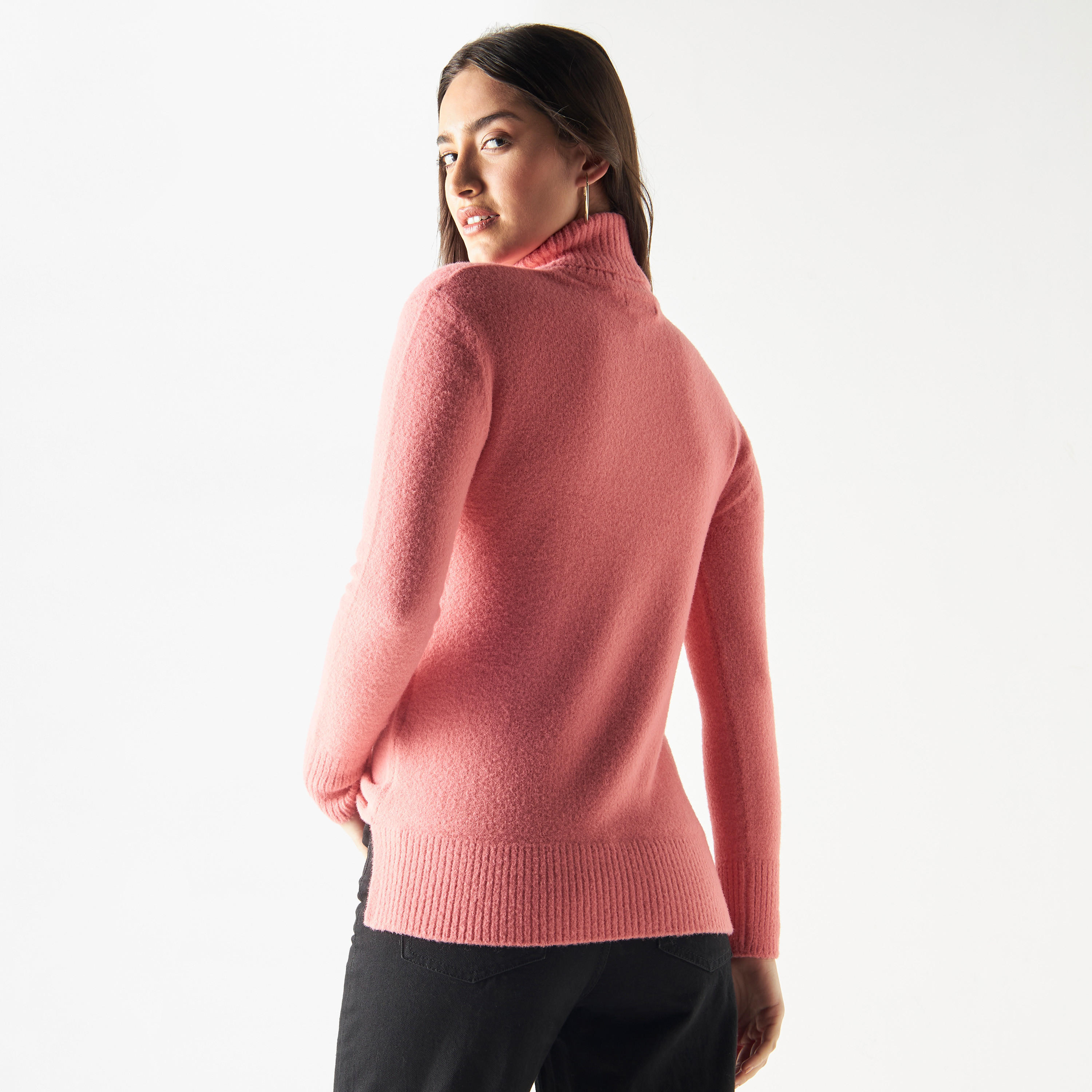 Textured Turtle Neck Sweater with Long Sleeves-women-clothing-cardigansandjumpers-jumpers-image-4