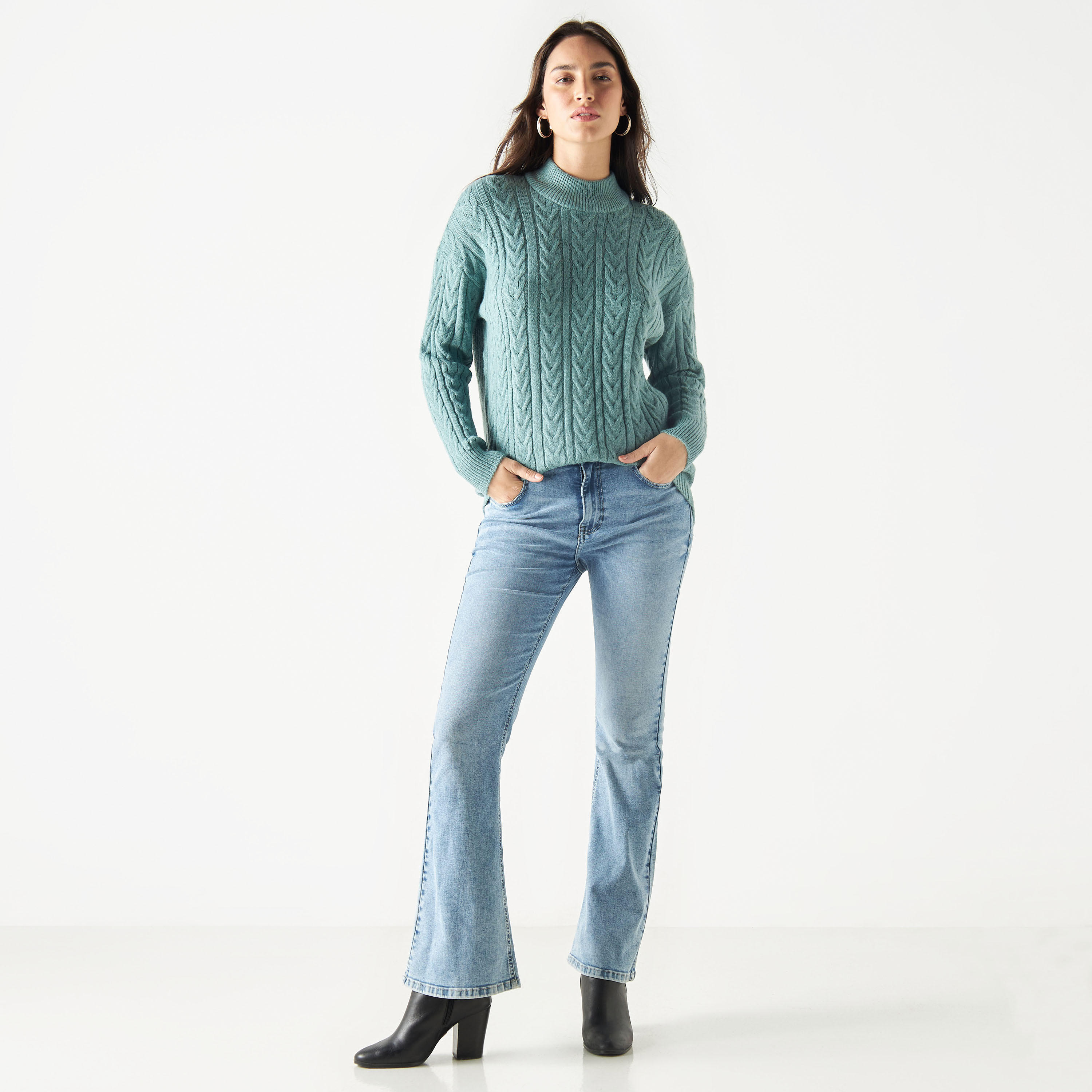 Cable Knit Textured Boxy Sweater with Drop Shoulder Sleeves-women-clothing-cardigansandjumpers-jumpers-image-2