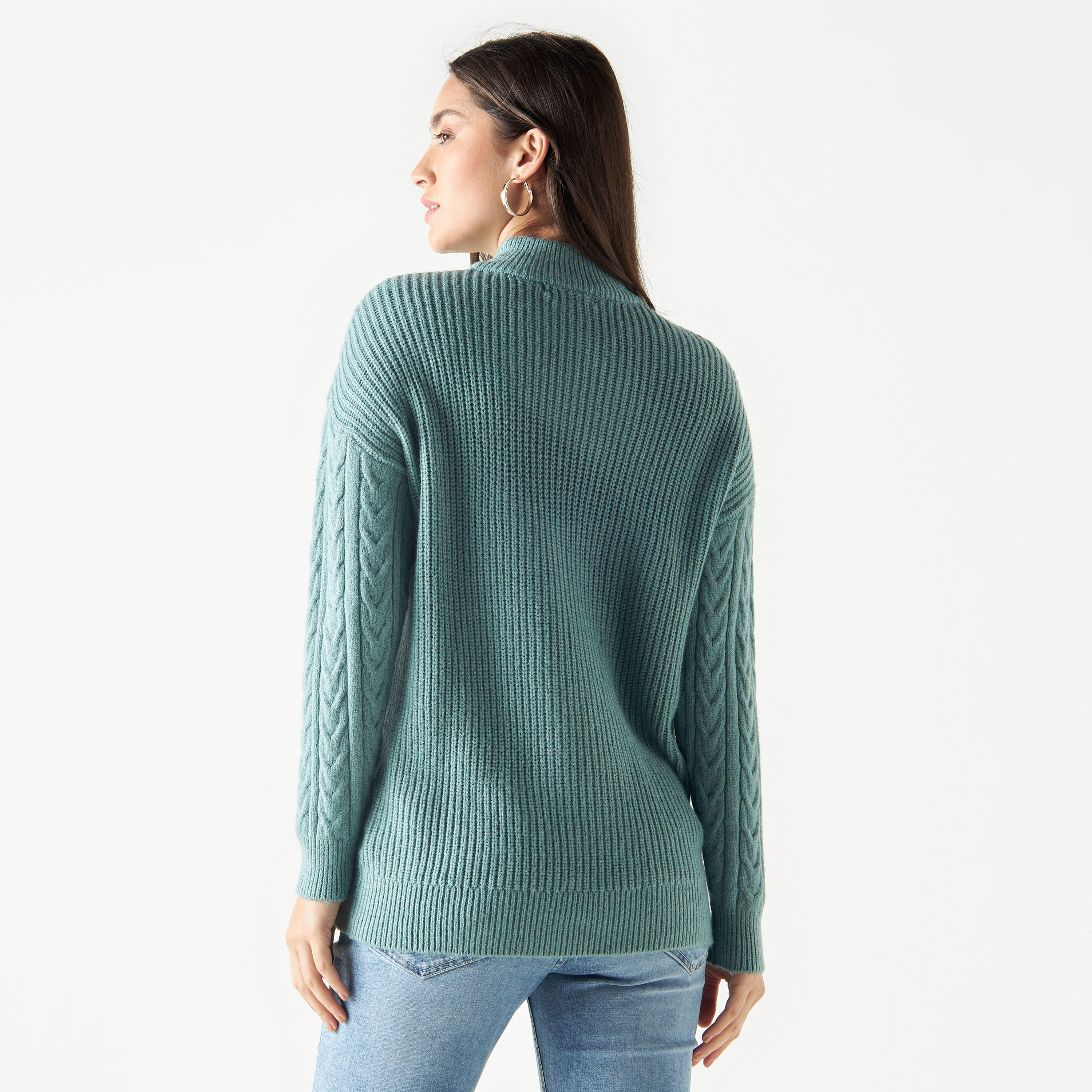 Cable Knit Textured Boxy Sweater with Drop Shoulder Sleeves-women-clothing-cardigansandjumpers-jumpers-image-3