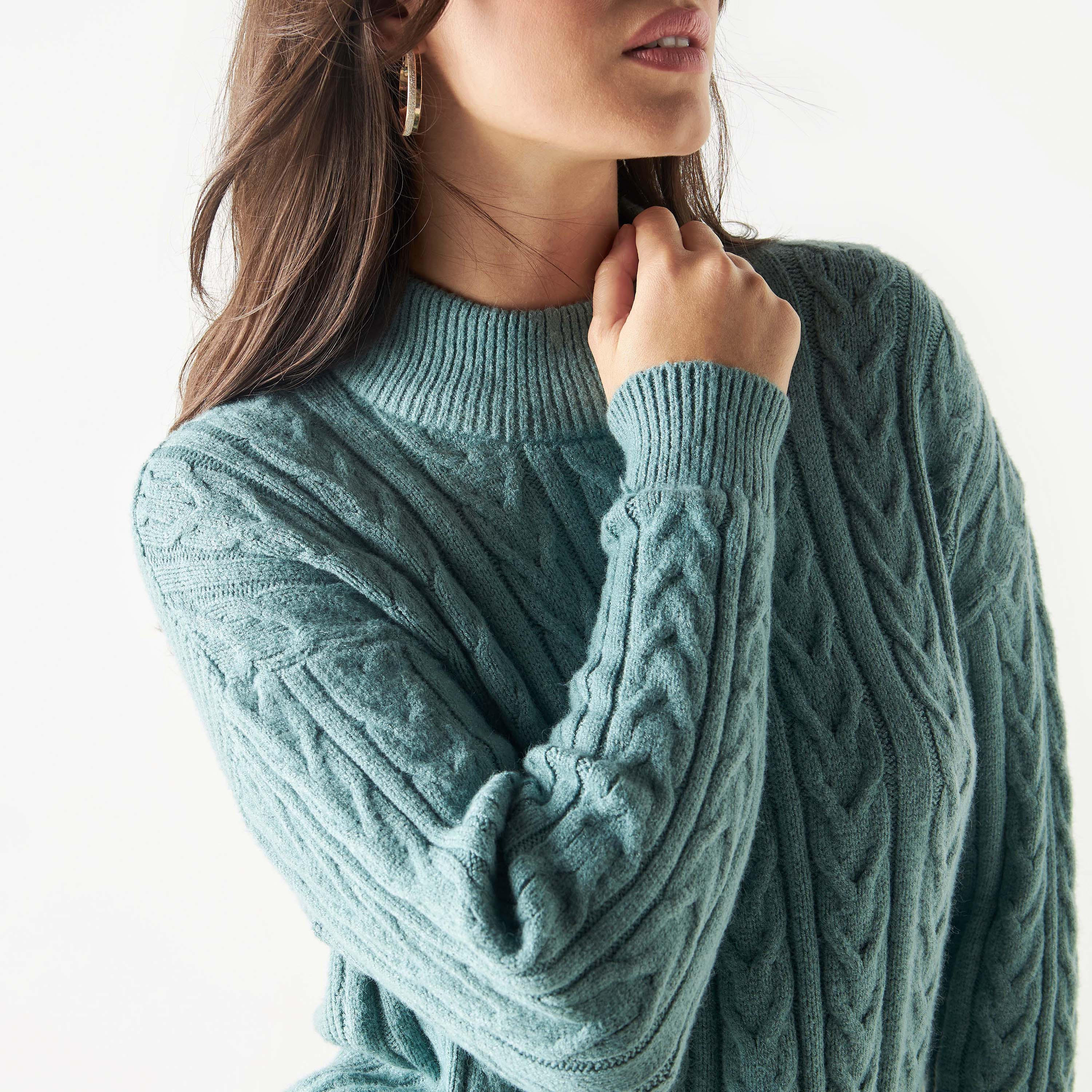 Cable Knit Textured Boxy Sweater with Drop Shoulder Sleeves-women-clothing-cardigansandjumpers-jumpers-image-4
