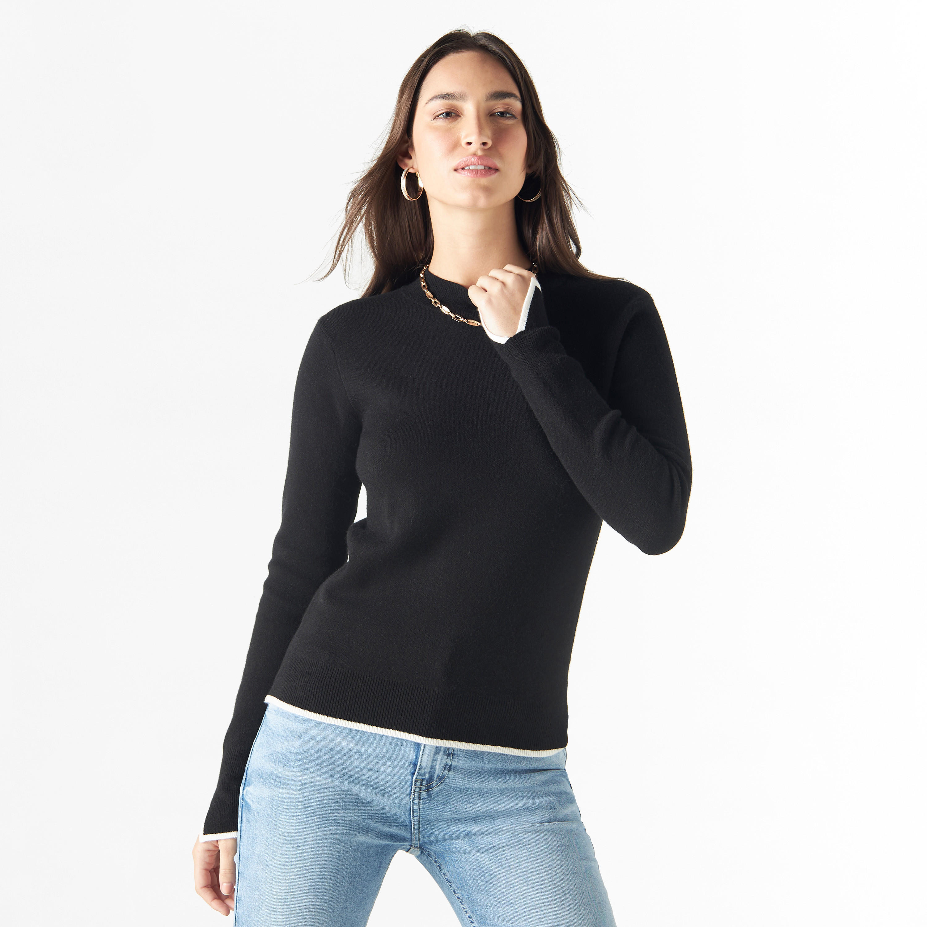 كنزة بارزة الملمس بياقة ضيقة وأكمام طويلة-women-clothing-cardigansandjumpers-jumpers-image-1