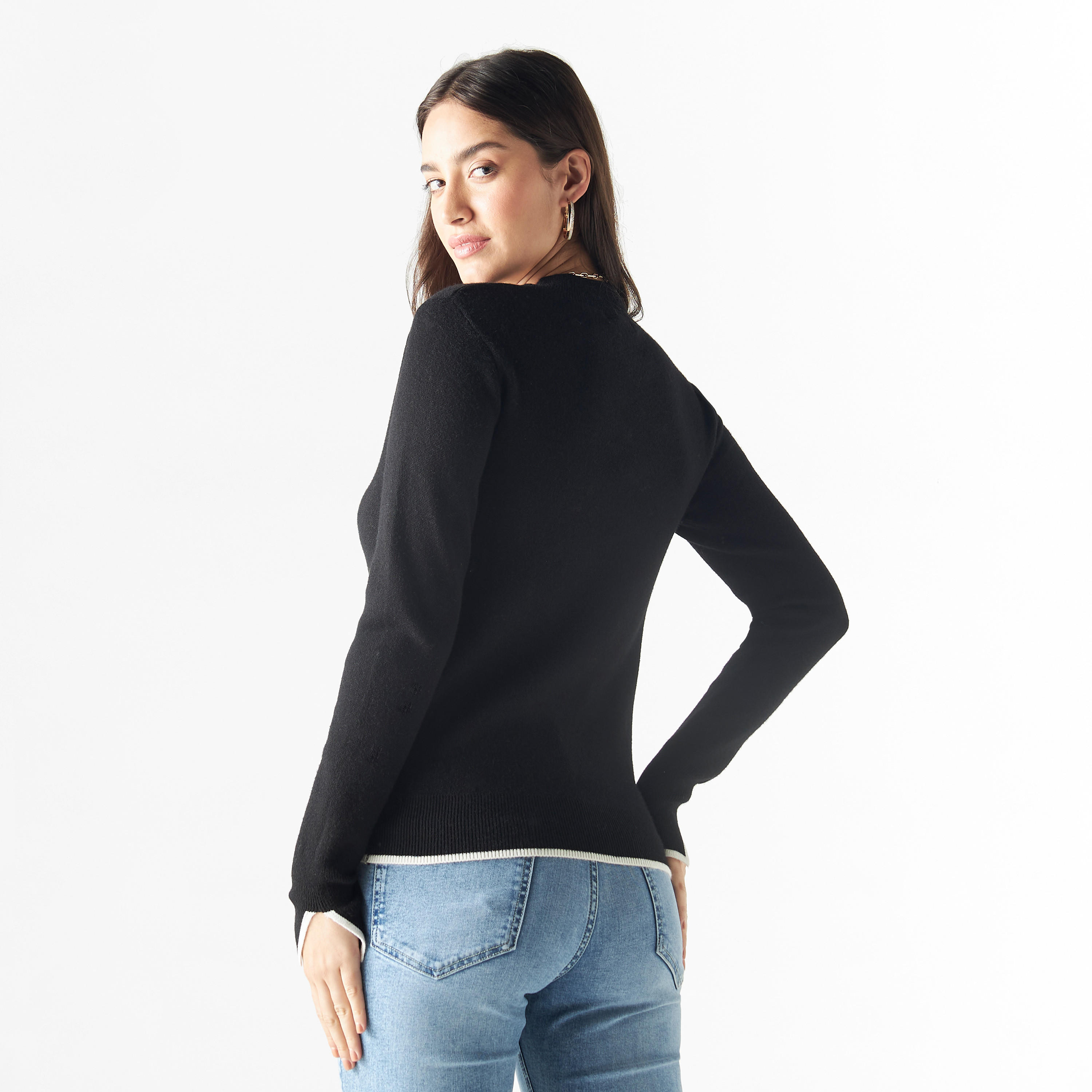 كنزة بارزة الملمس بياقة ضيقة وأكمام طويلة-women-clothing-cardigansandjumpers-jumpers-image-3