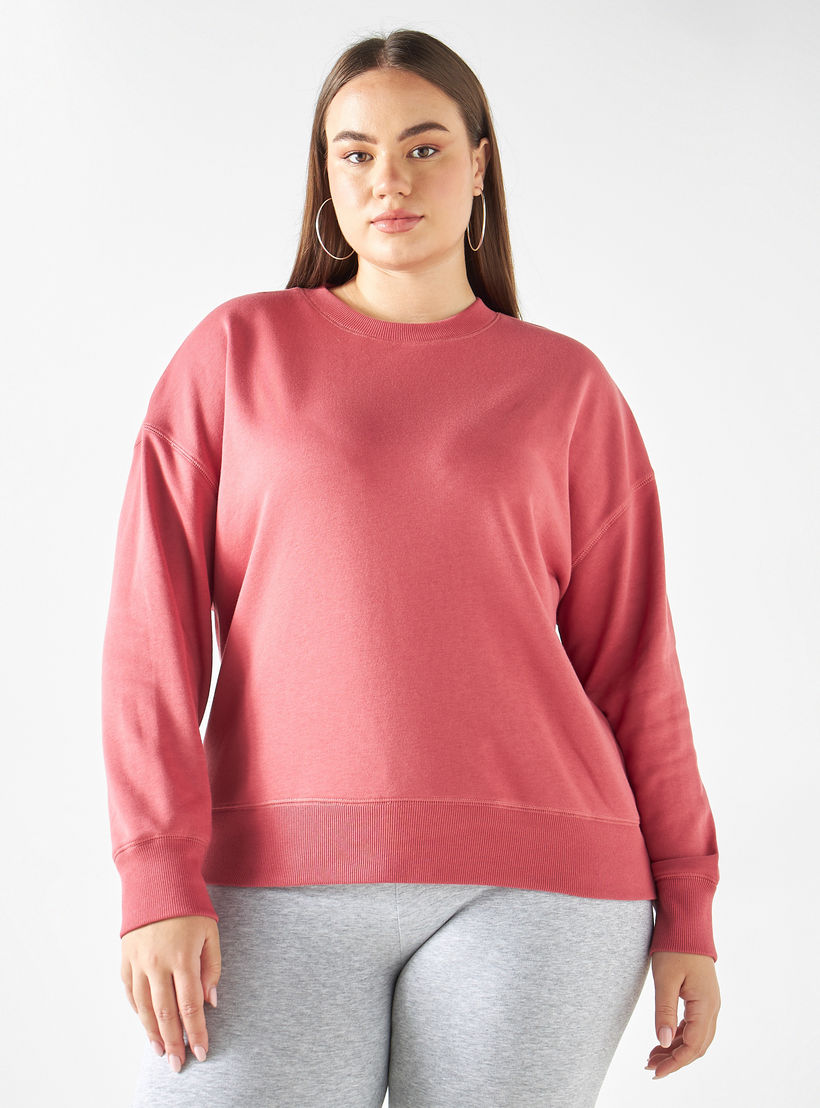 سويت شيرت سادة بأكمام طويلة-women-winterwear-hoodiesandsweatshirts-sweatshirts-image-4