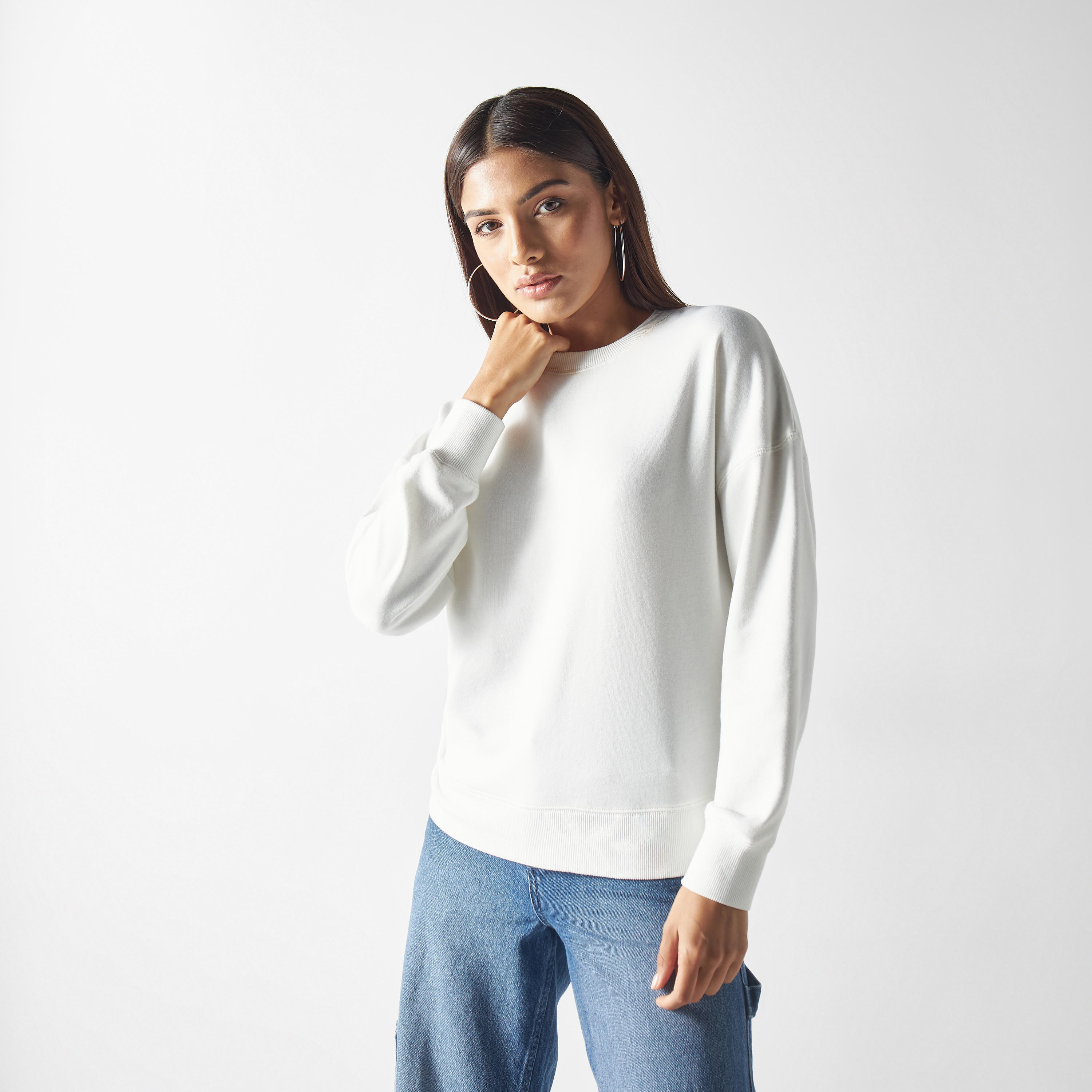 Solid Sweatshirt with Long Sleeves-women-clothing-hoodiesandsweatshirts-sweatshirts-image-1