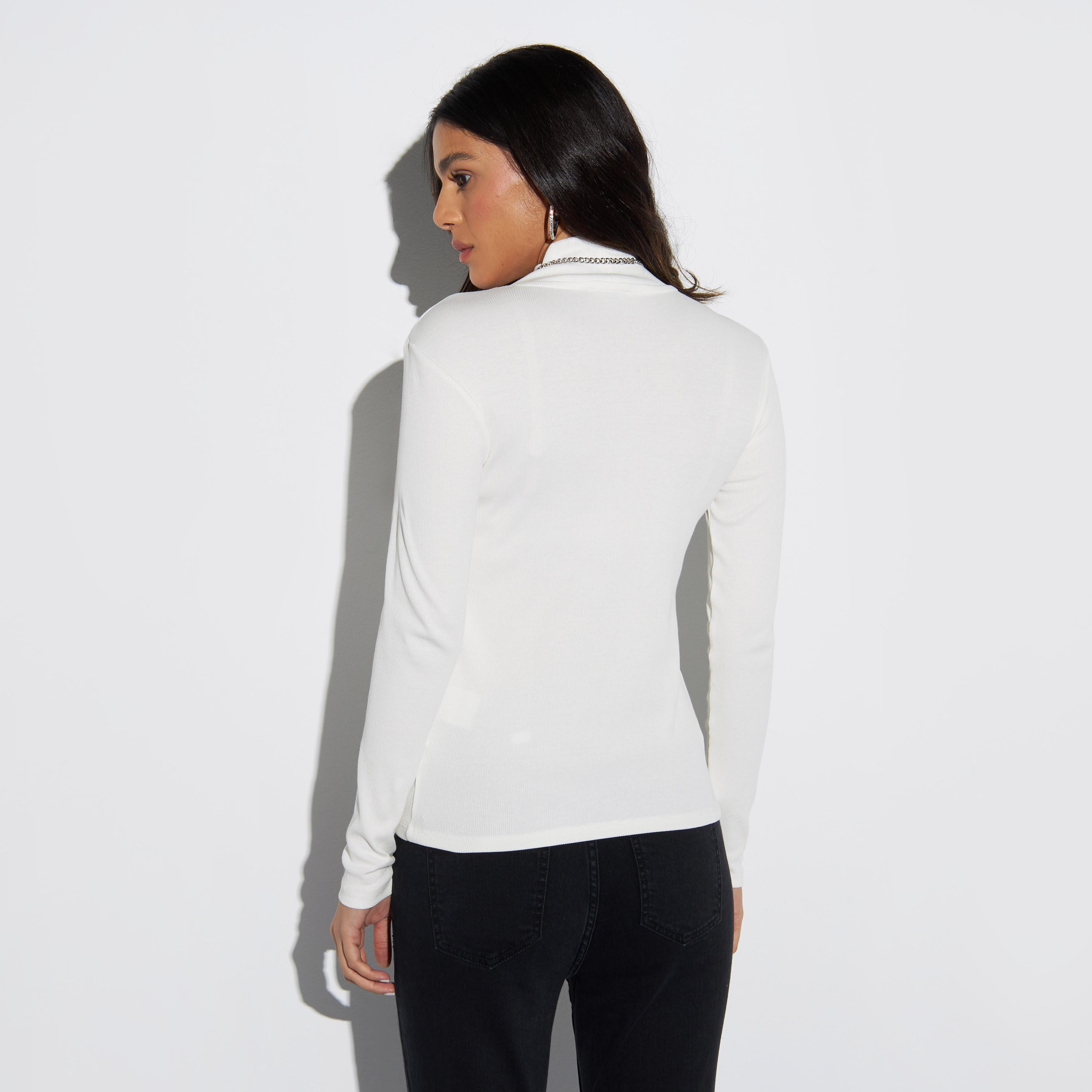 Ribbed T-shirt with High Neck and Long Sleeves-women-clothing-tshirts-image-3