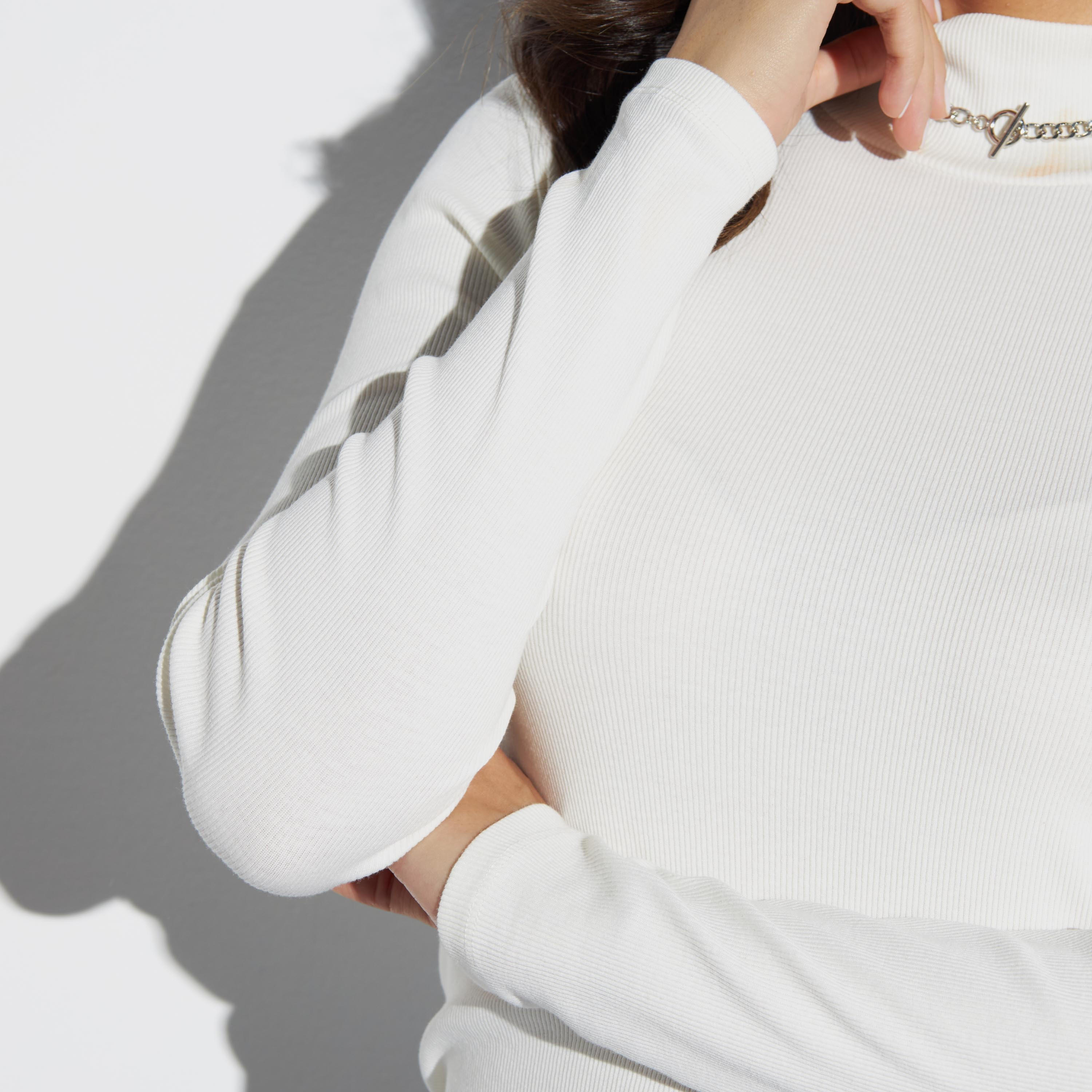 Ribbed T-shirt with High Neck and Long Sleeves-women-clothing-tshirts-image-4