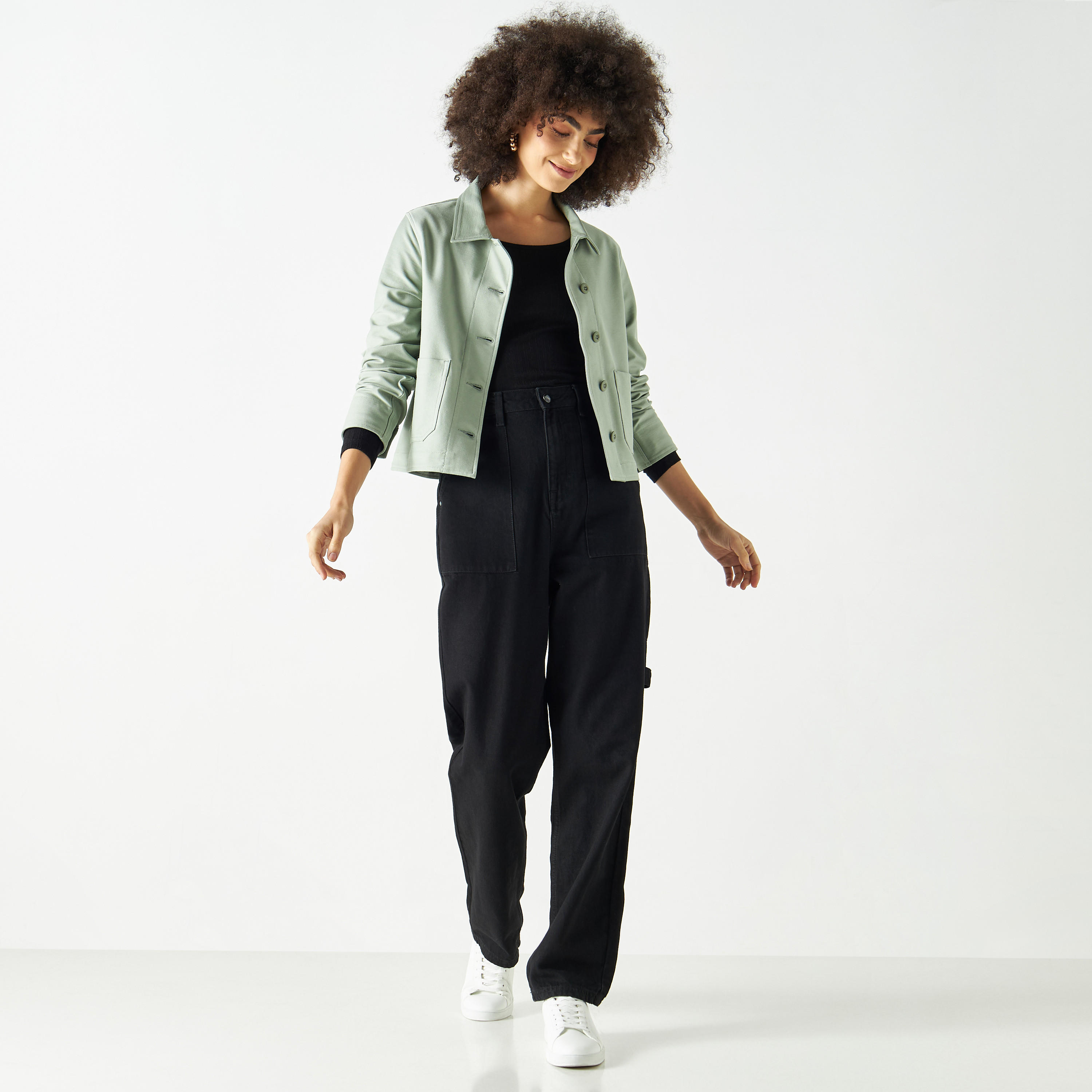 Ribbed Pointelle Round Neck T-shirt with Long Sleeves-women-clothing-tshirts-image-6