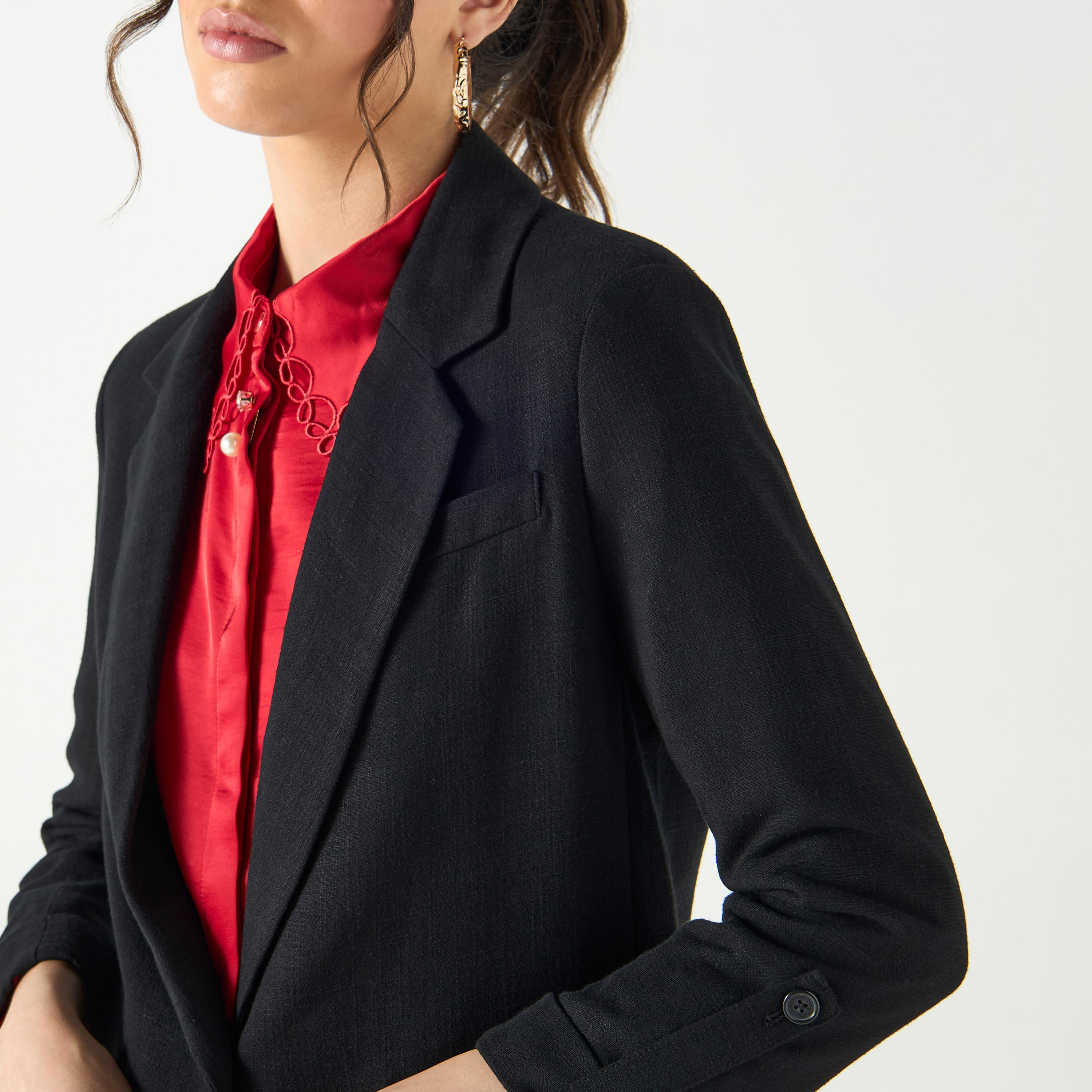 Textured Notch Lapel Blazer with Pockets-women-clothing-coatsandjackets-blazers-image-5