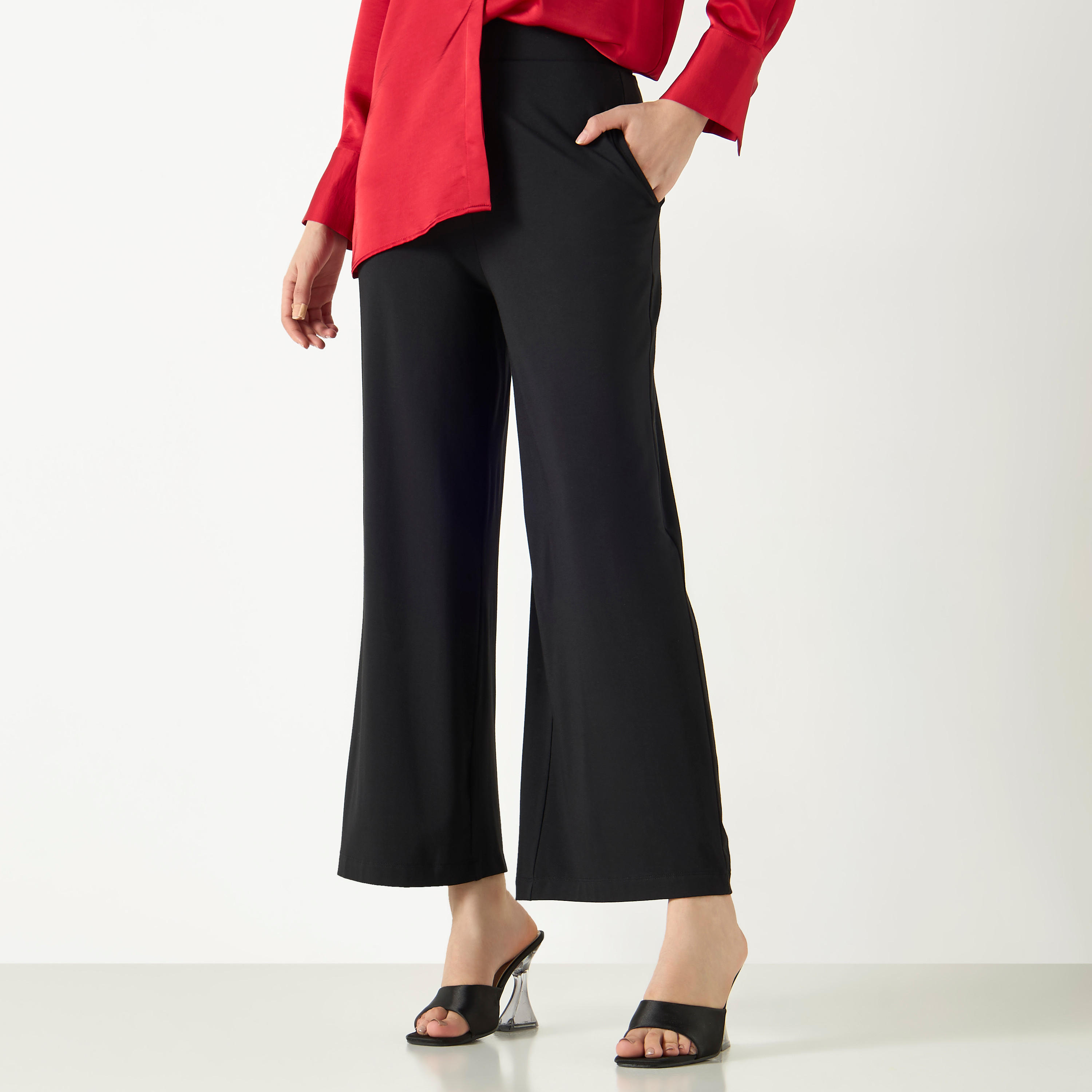 بنطلون واسع الساقين بخصر مطاطي وجيوب-women-clothing-trousers-image-6