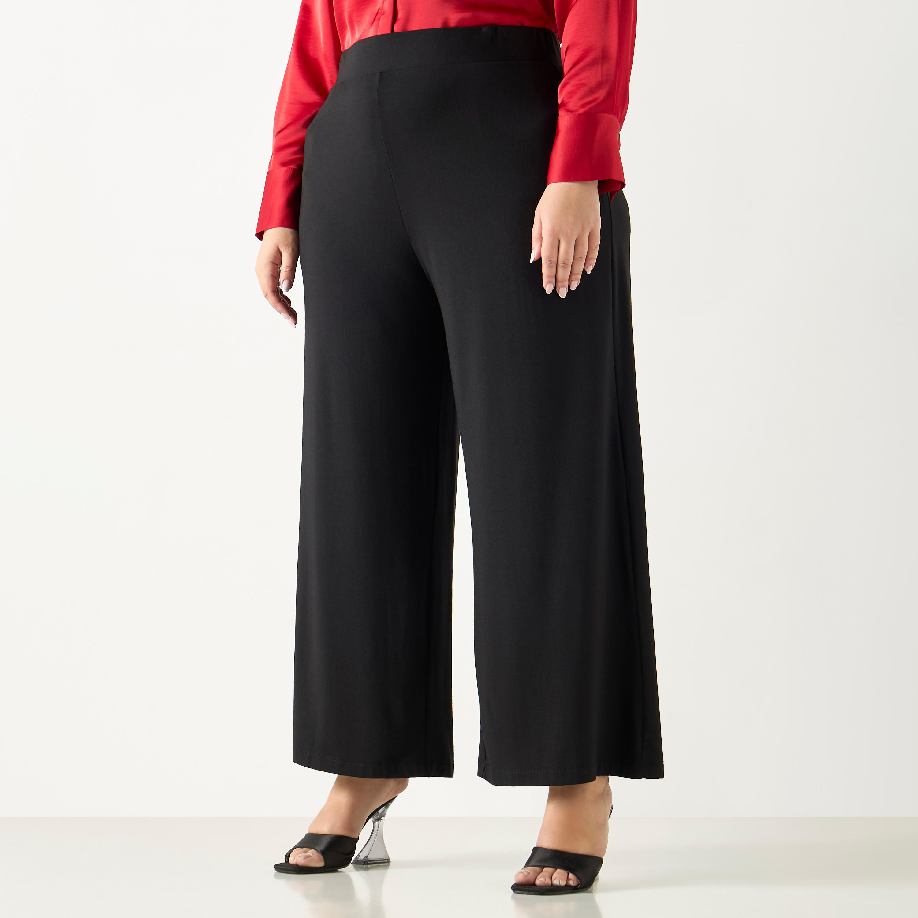 بنطلون واسع الساقين بخصر مطاطي وجيوب-women-clothing-trousers-image-7