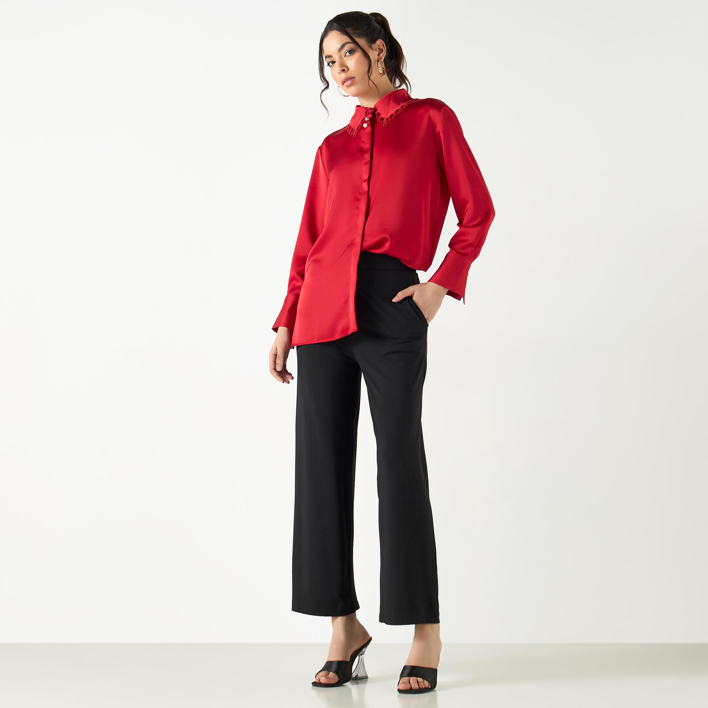 بنطلون واسع الساقين بخصر مطاطي وجيوب-women-clothing-trousers-image-8