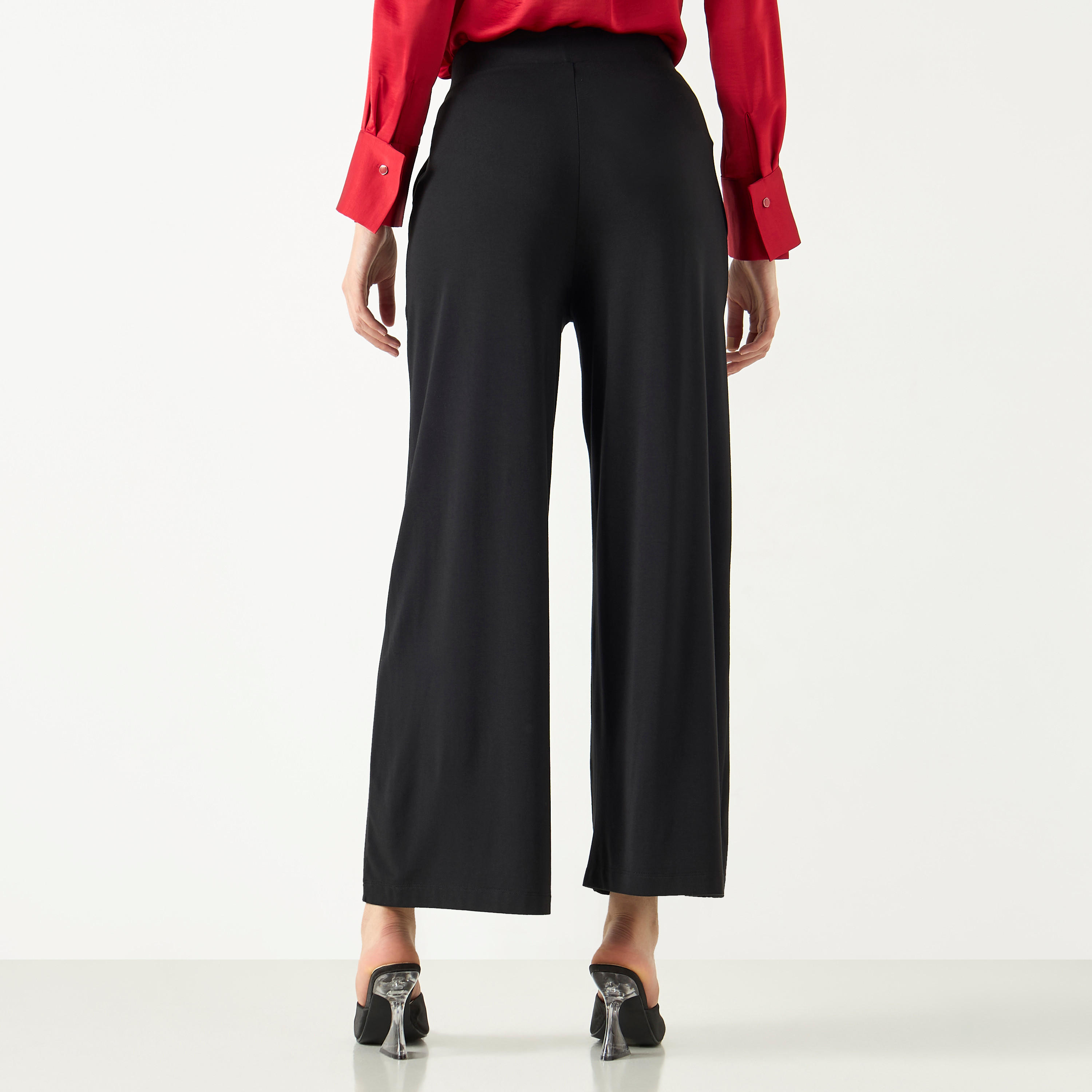 بنطلون واسع الساقين بخصر مطاطي وجيوب-women-clothing-trousers-image-9