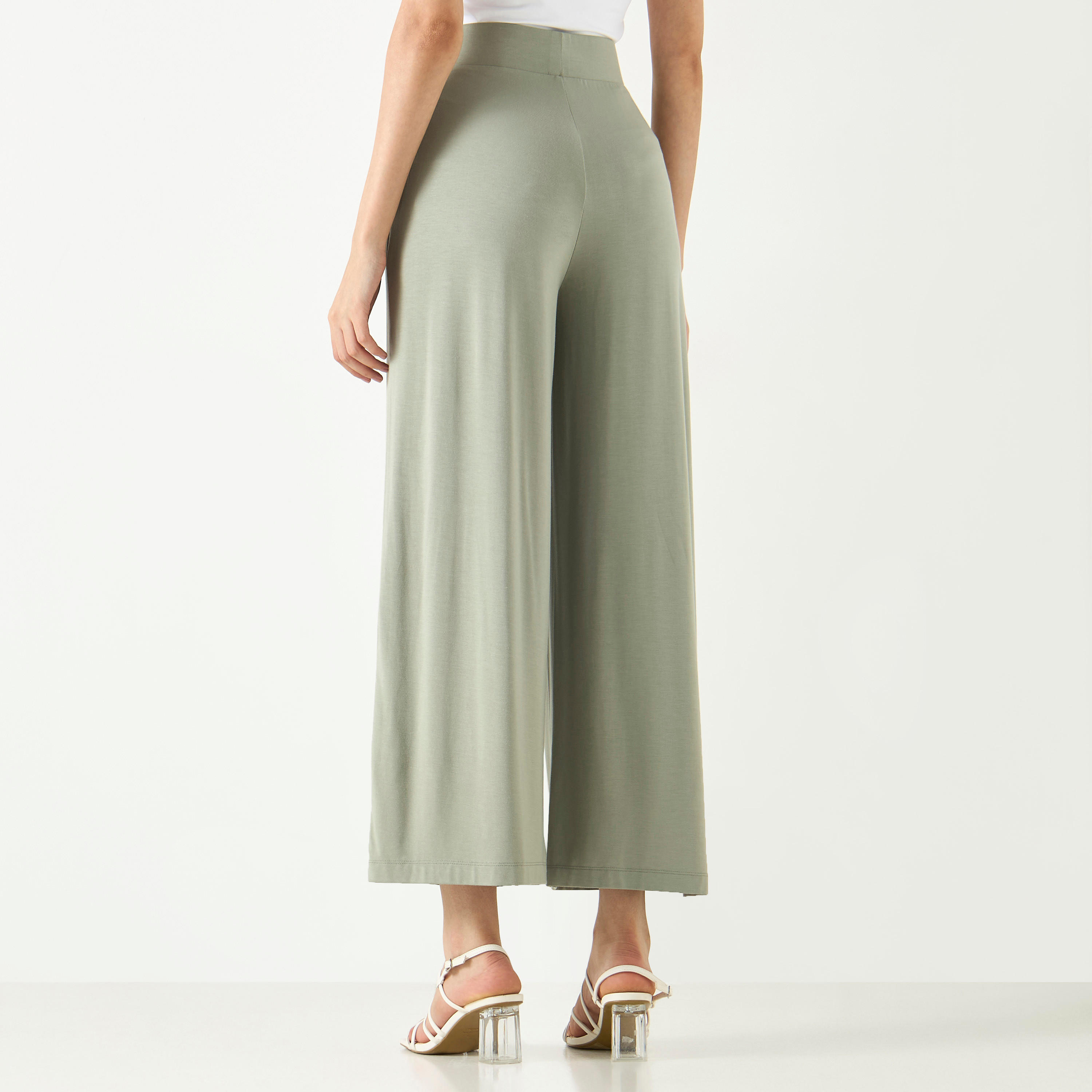 بنطلون واسع الساقين بخصر مطاطي وجيوب-women-clothing-trousers-image-13