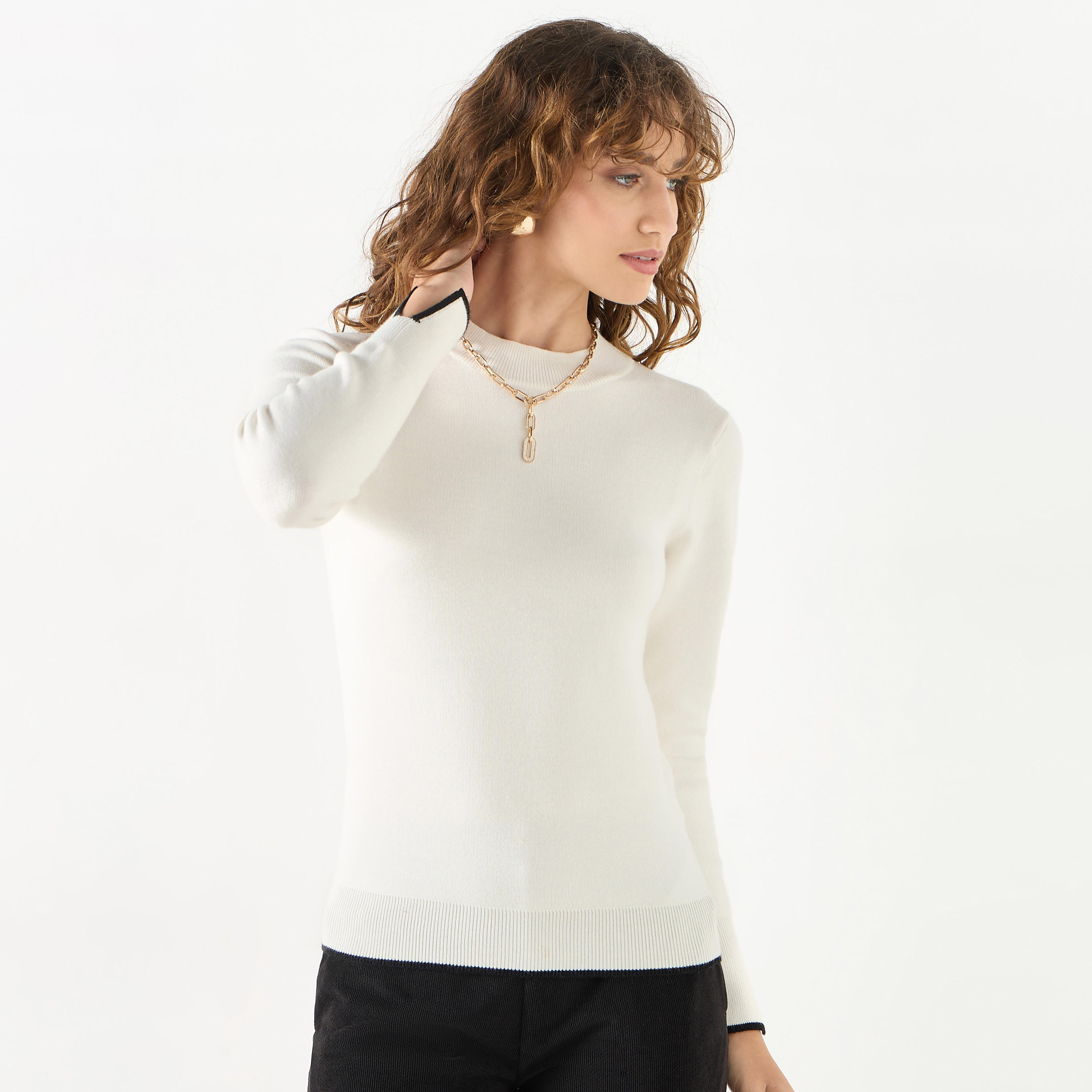 Solid High Neck Sweater with Long Sleeves-women-winterwear-cardigansandjumpers-jumpers-image-11