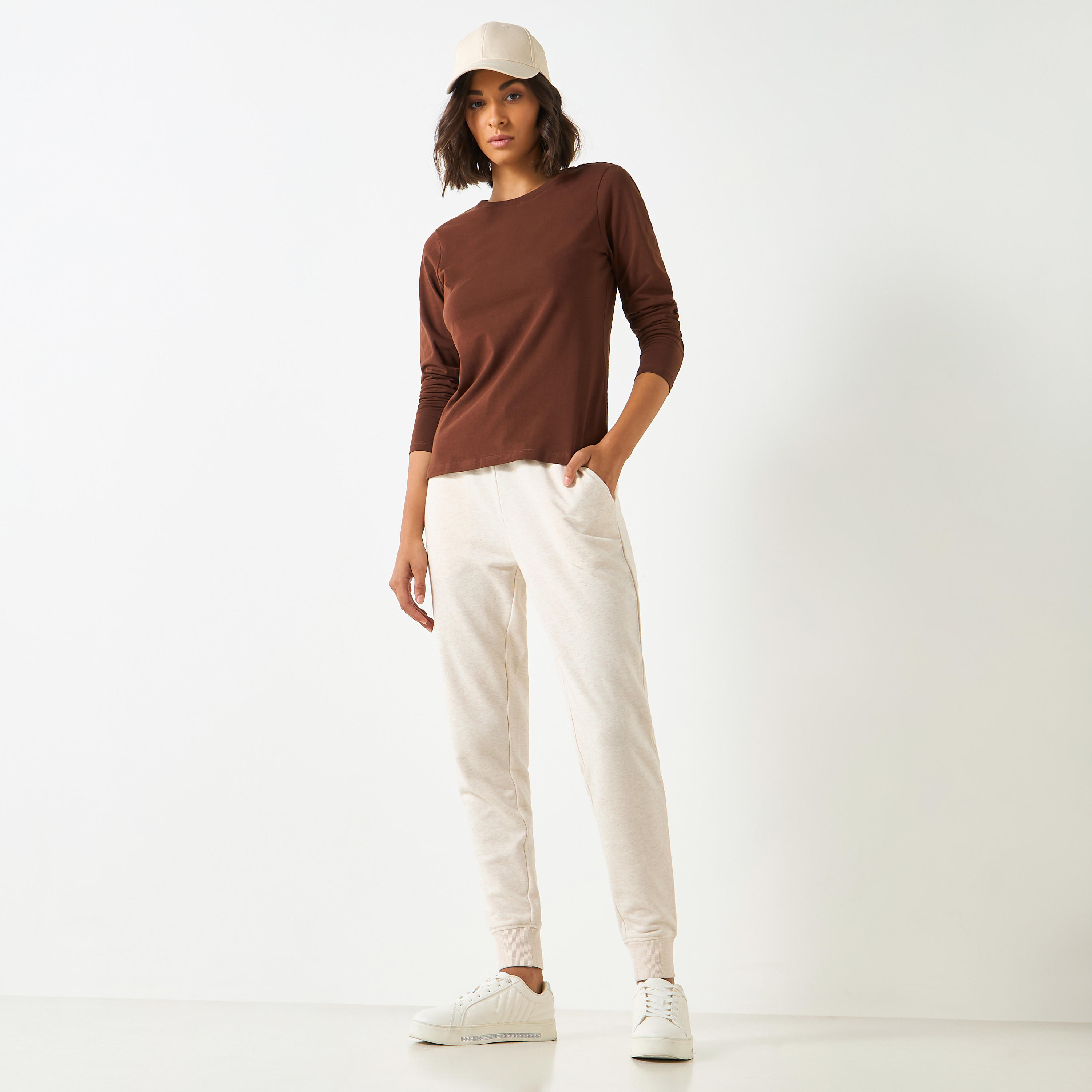 Crew Neck T-shirt with Long Sleeves-women-clothing-tshirts-image-10