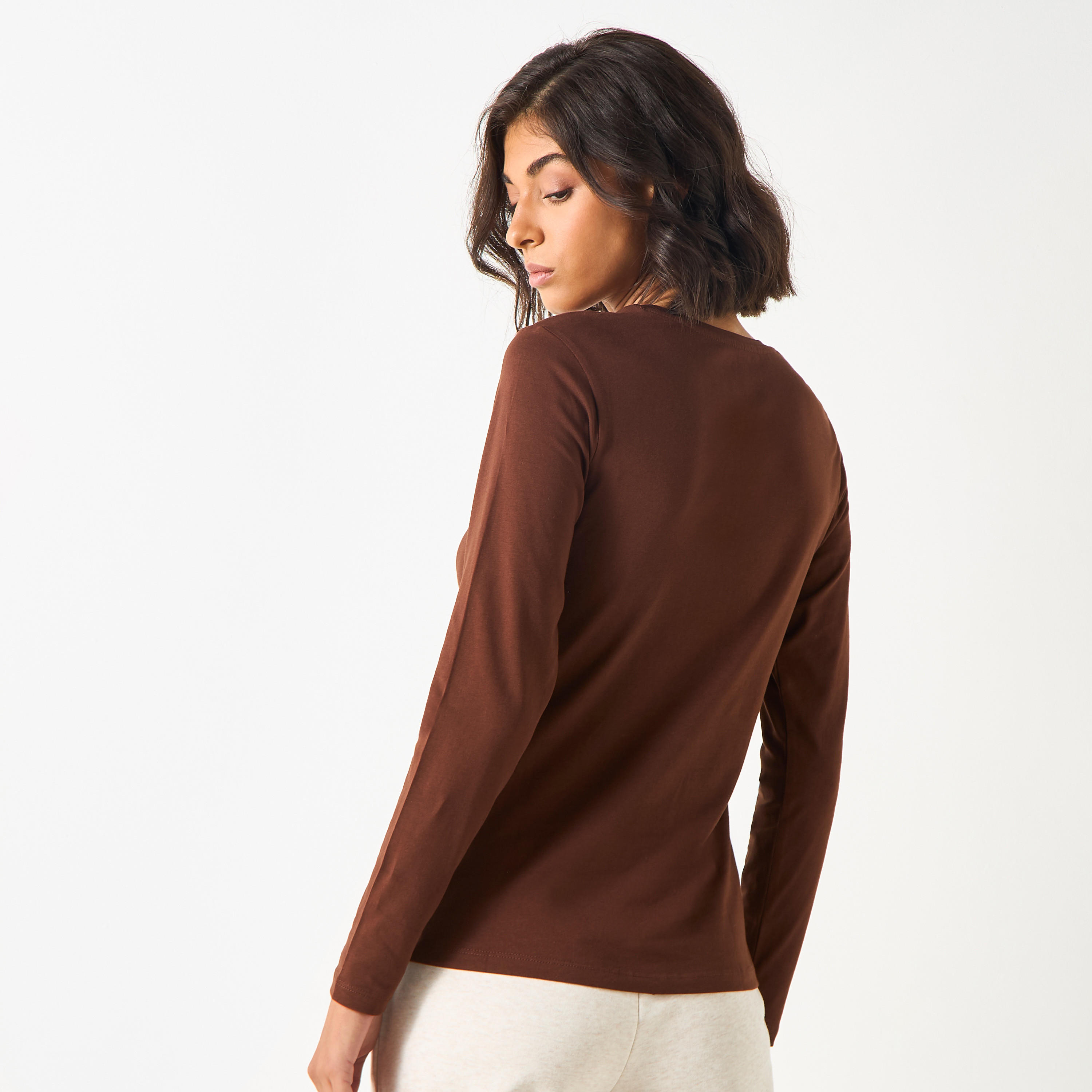 Crew Neck T-shirt with Long Sleeves-women-clothing-tshirts-image-11