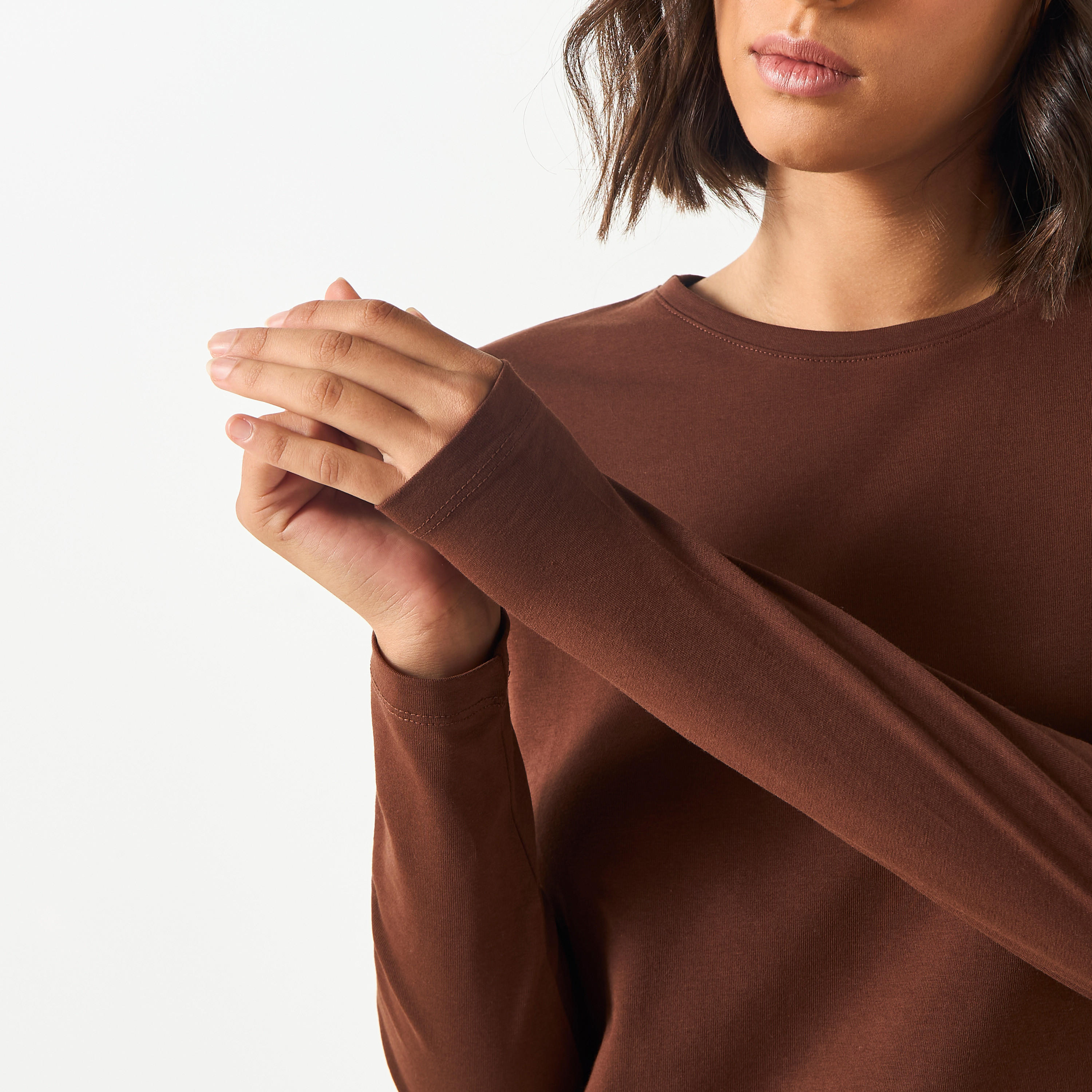 Crew Neck T-shirt with Long Sleeves-women-clothing-tshirts-image-12