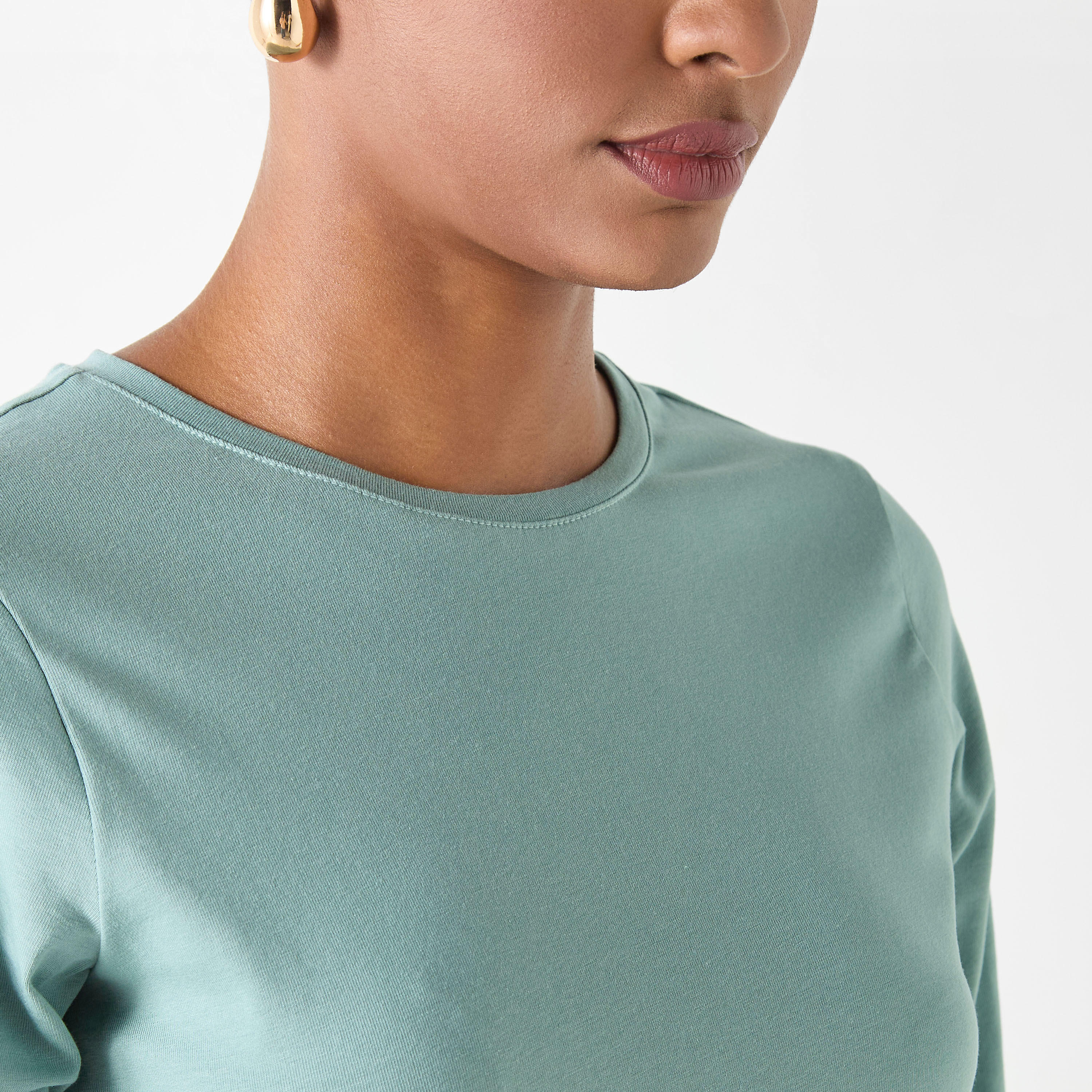 Crew Neck T-shirt with Long Sleeves-women-clothing-tshirts-image-8