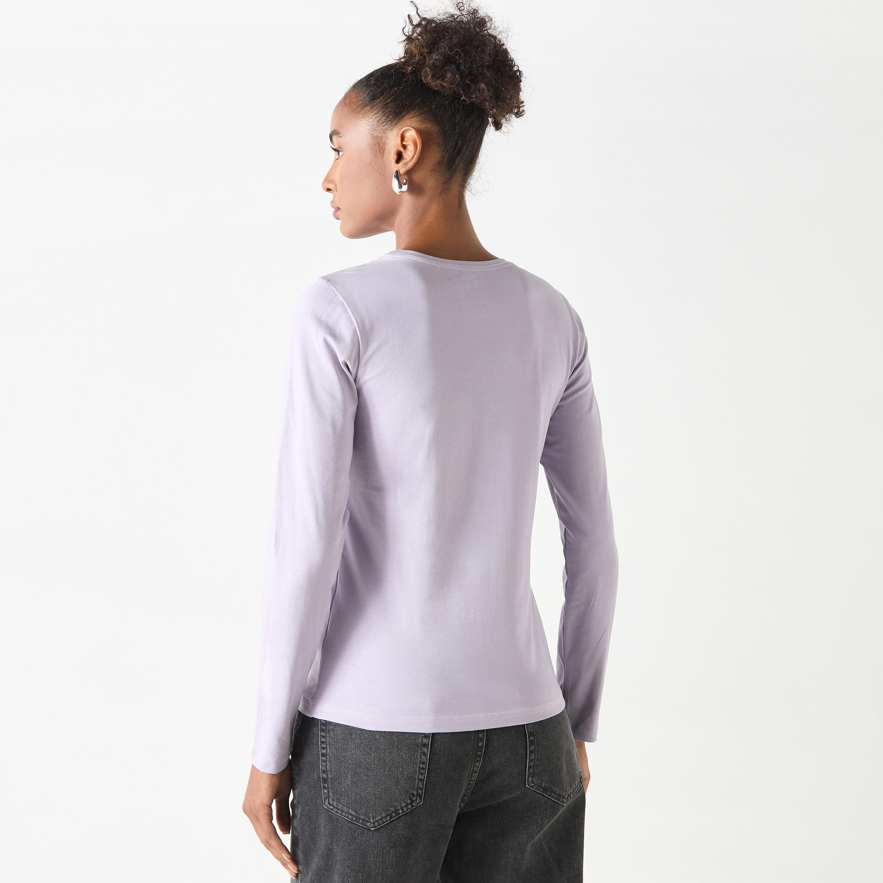 Crew Neck T-shirt with Long Sleeves-women-clothing-tshirts-image-3