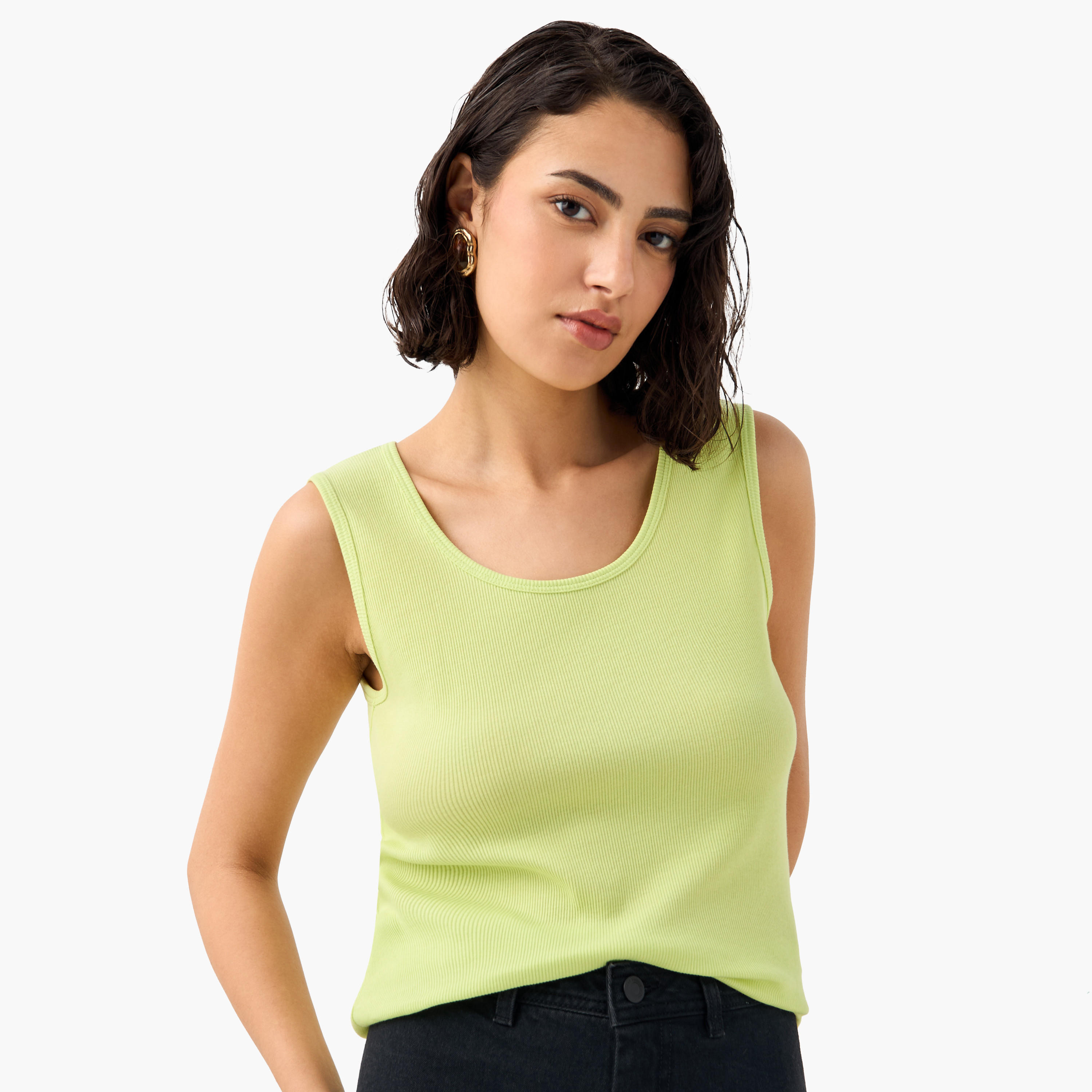 Ribbed Round Neck Sleeveless Tank Top-women-clothing-tshirts-image-16
