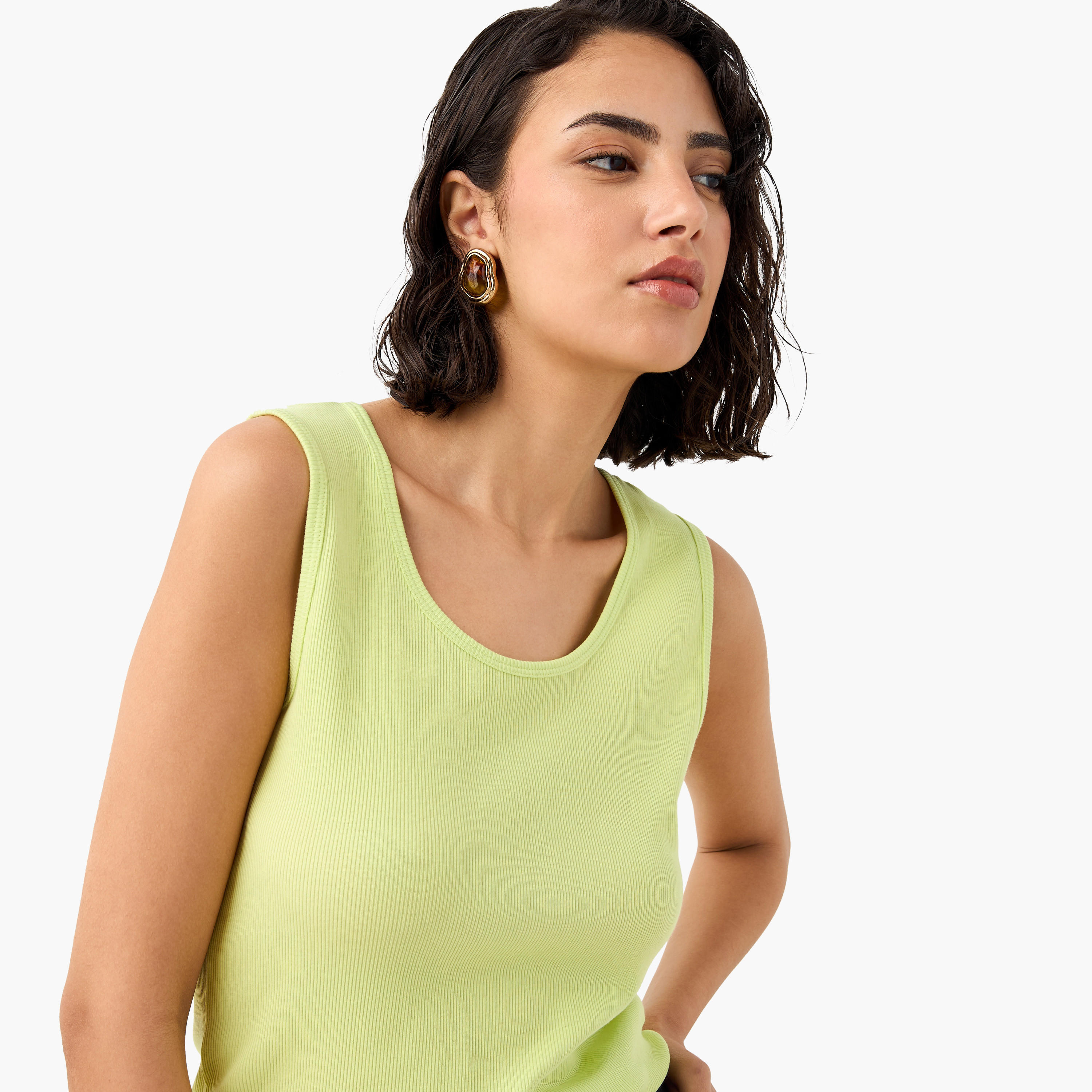 Ribbed Round Neck Sleeveless Tank Top-women-clothing-tshirts-image-19