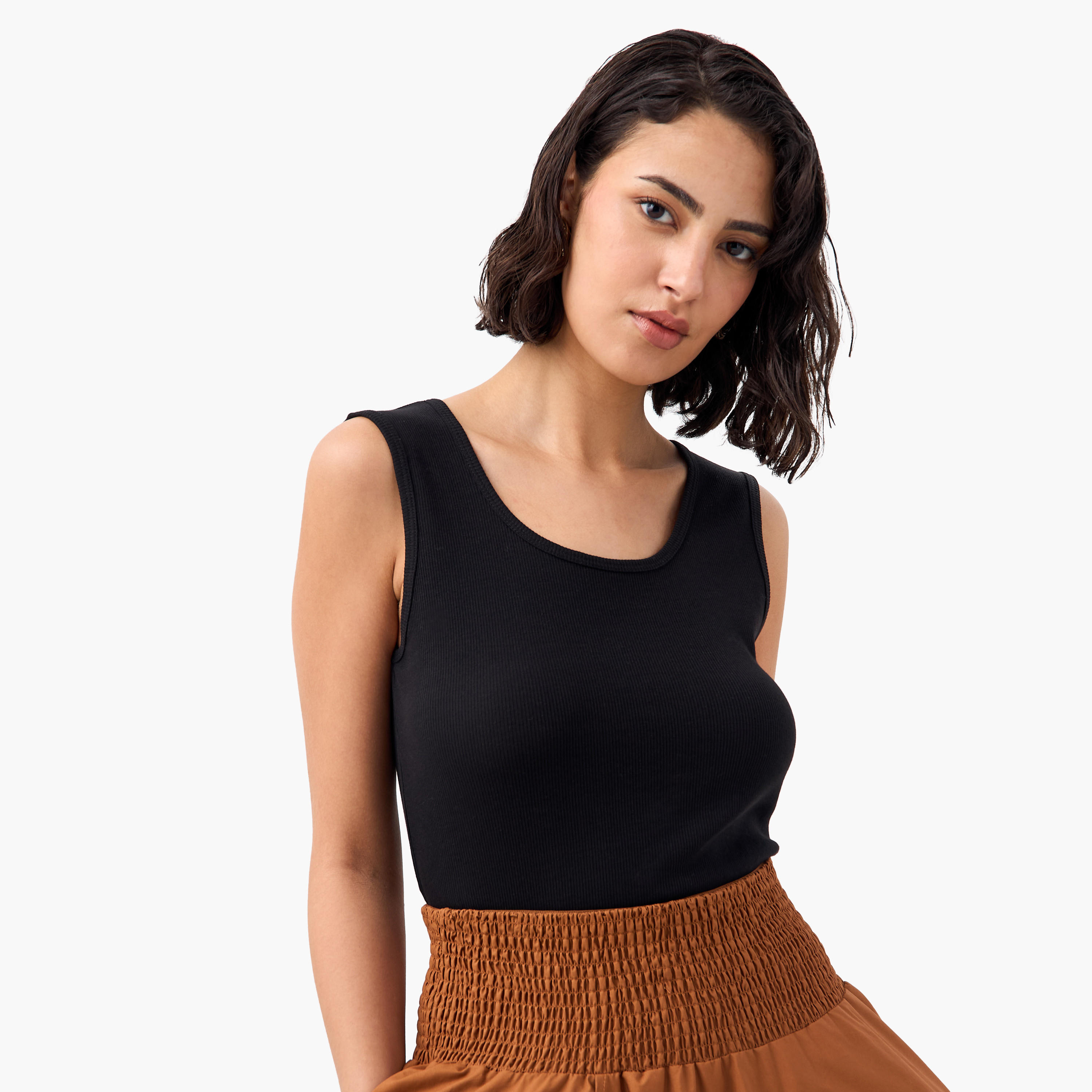 Ribbed Round Neck Sleeveless Tank Top-women-clothing-tshirts-image-6