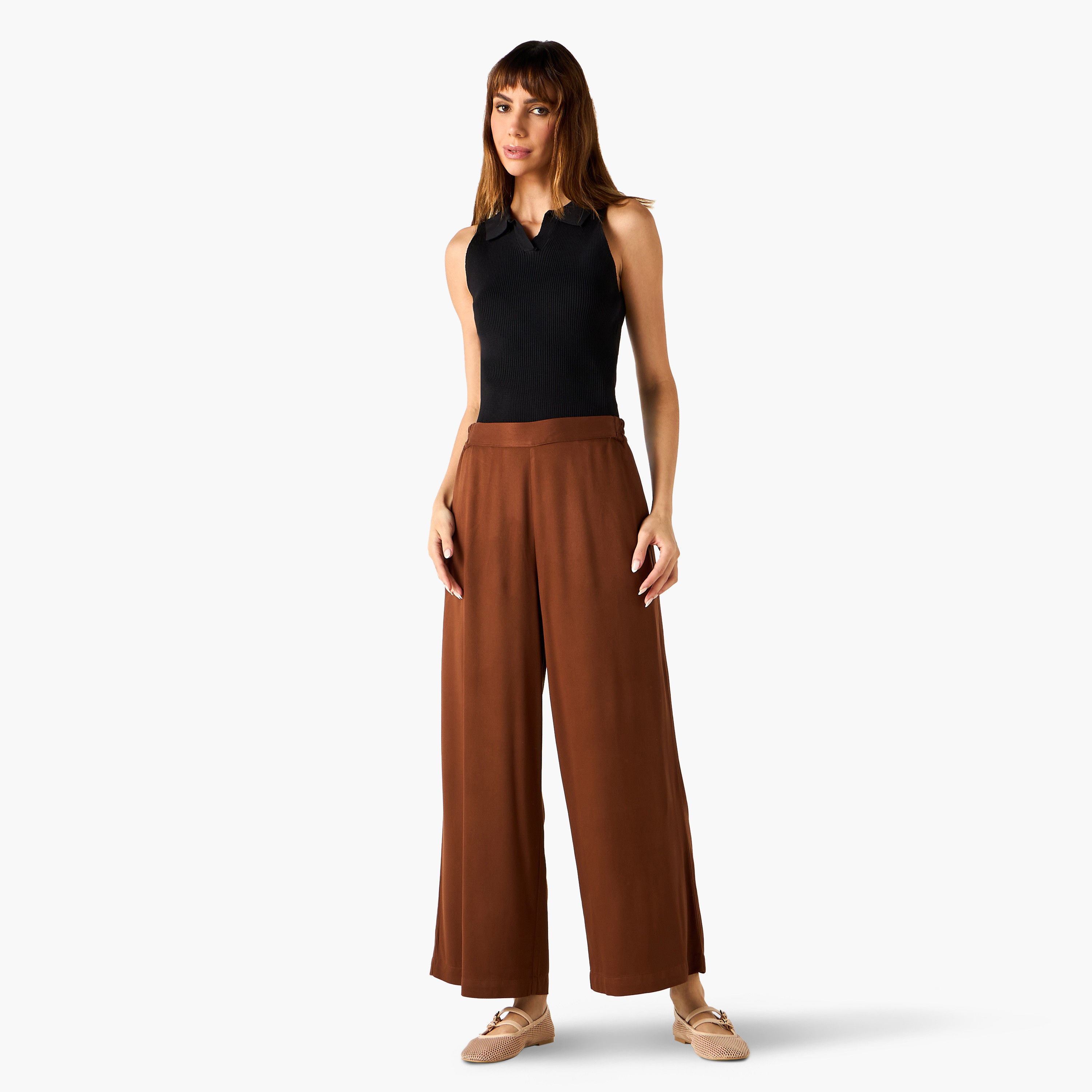 Wide Leg Flexi Waist Palazzo Pants with Pockets-women-clothing-bottoms-trousers-image-12