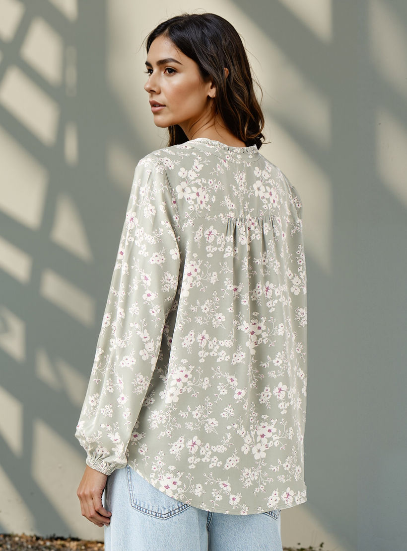 Floral Print Viscose Top with Mandarin Collar and Long Sleeves-women-clothing-shirtsandblouses-blouses-image-3