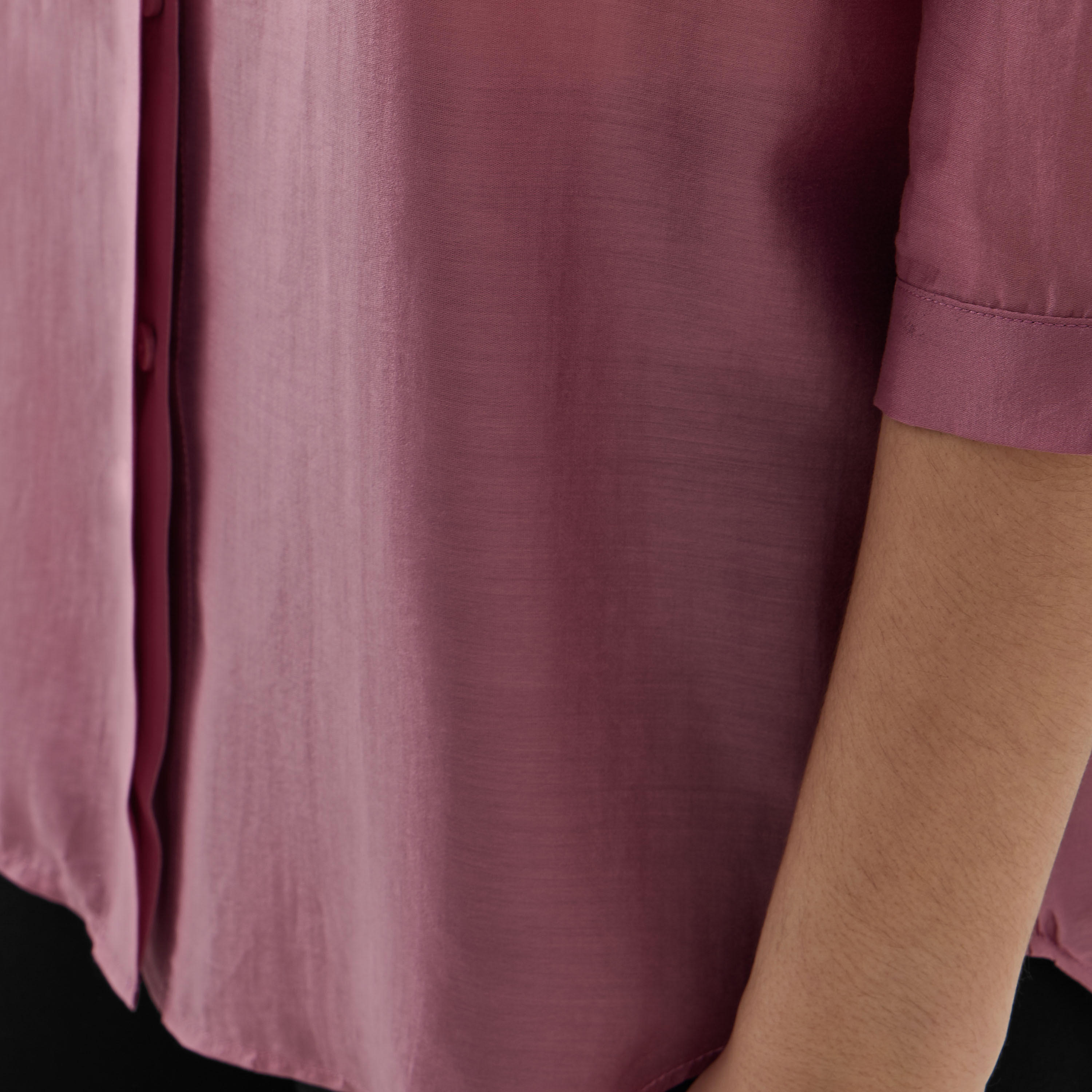 قميص بقصّة مريحة وأكمام 3/4 وحواف غير متساوية-women-clothing-shirtsandblouses-shirts-image-6