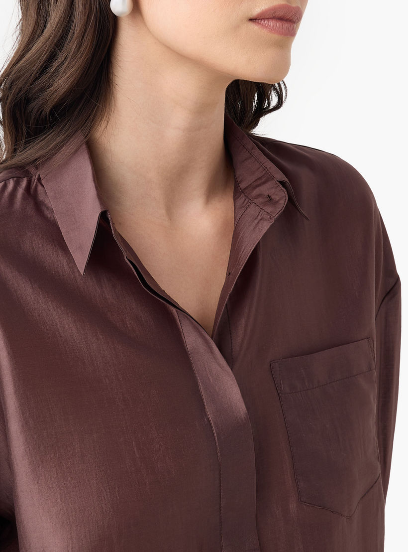 Relaxed Fit High Low Shirt with 3/4 Sleeves-women-clothing-shirtsandblouses-shirts-image-4
