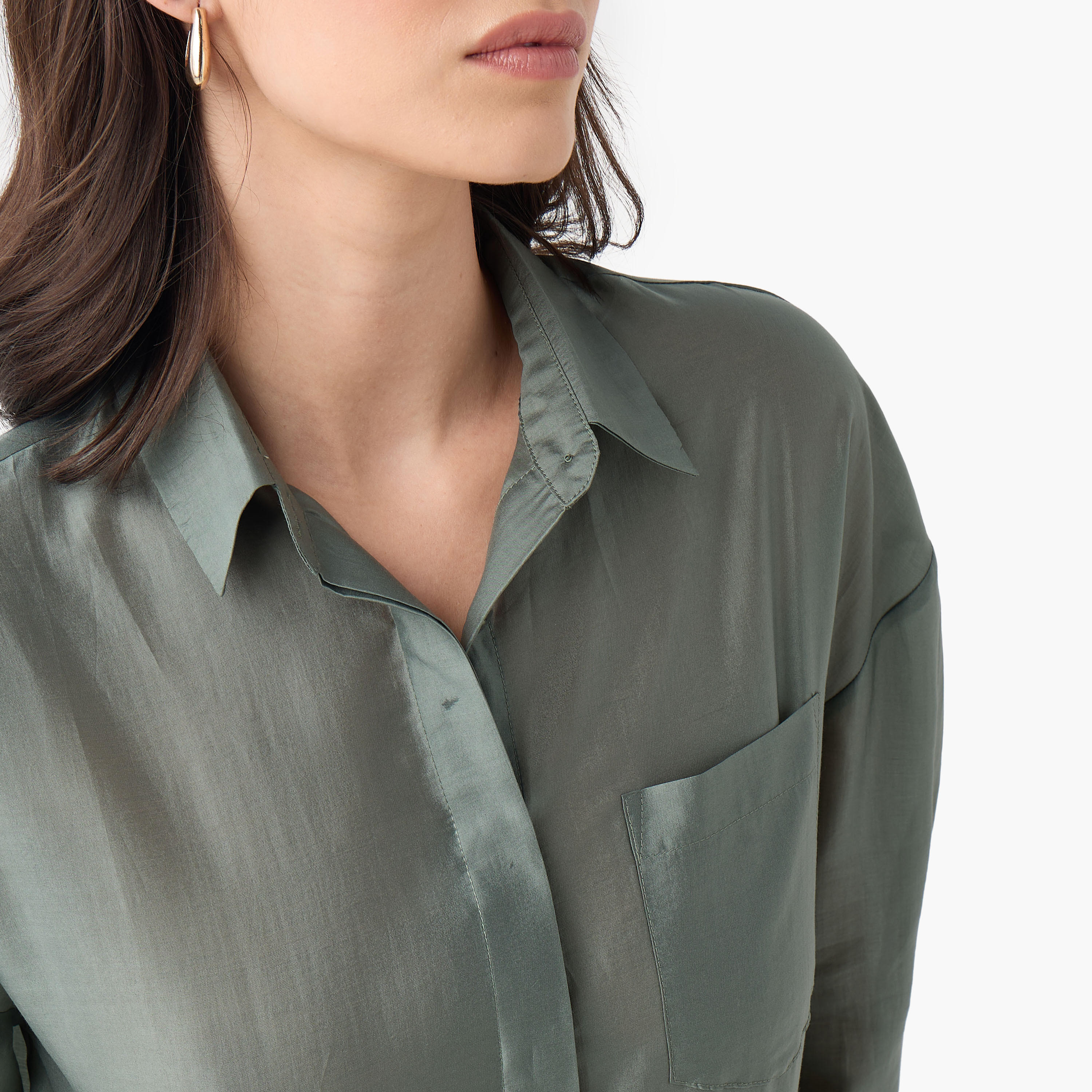 قميص بقصّة مريحة وأكمام 3/4 وحواف غير متساوية-women-clothing-shirtsandblouses-shirts-image-4
