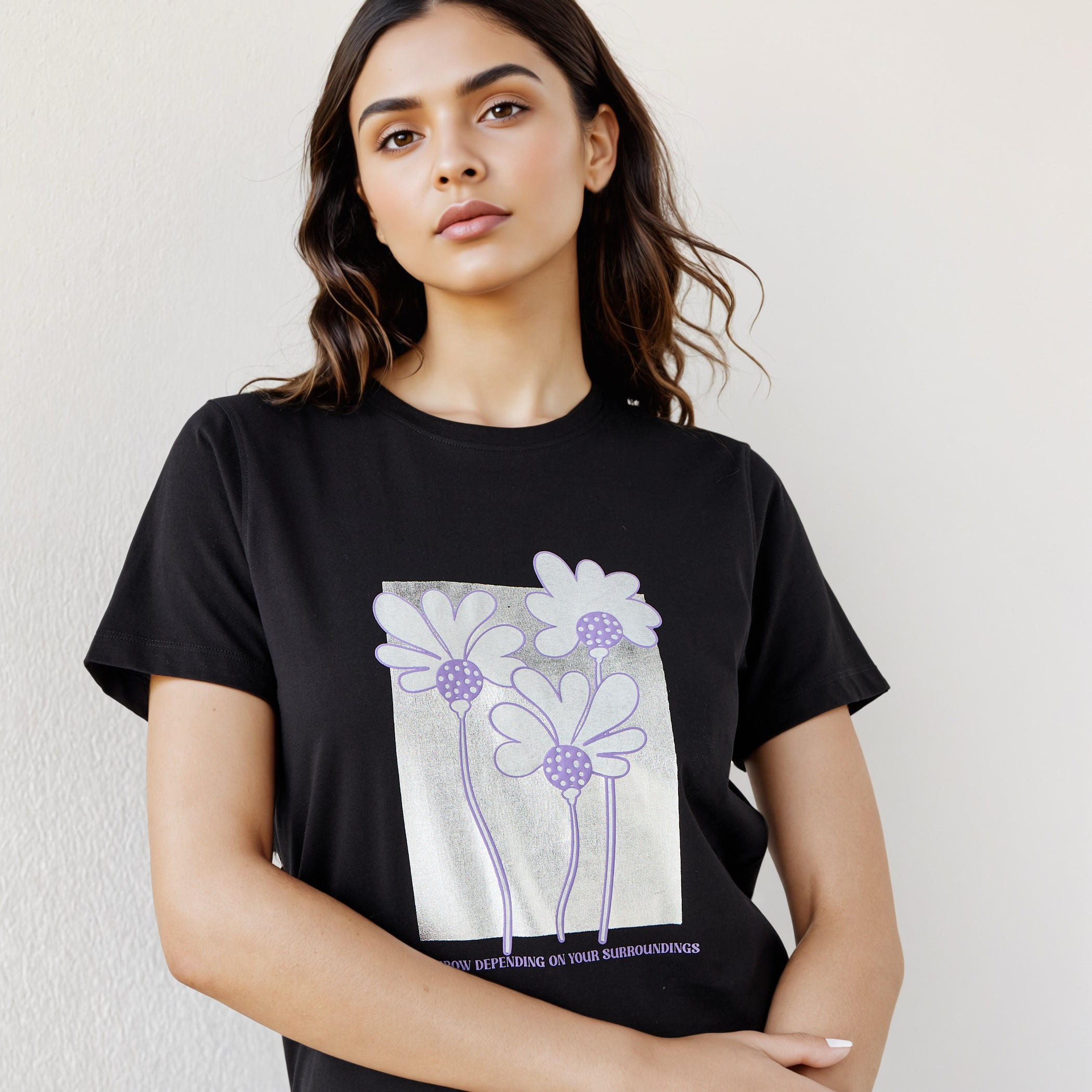 Floral Print Crew Neck T-shirt-women-clothing-tshirts-image-4