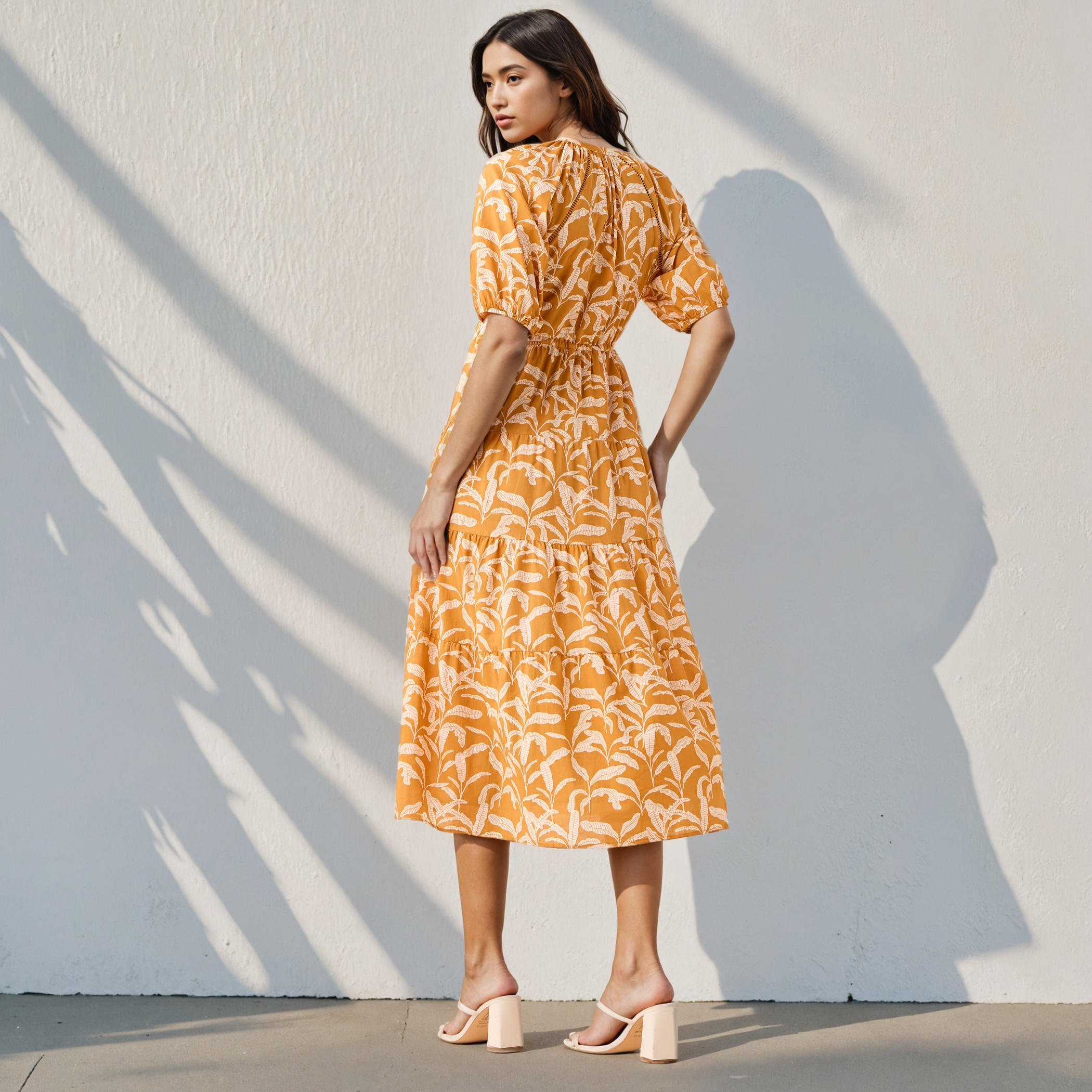 Printed Tiered Lace Insert Dress with Pockets-women-clothing-dresses-image-3