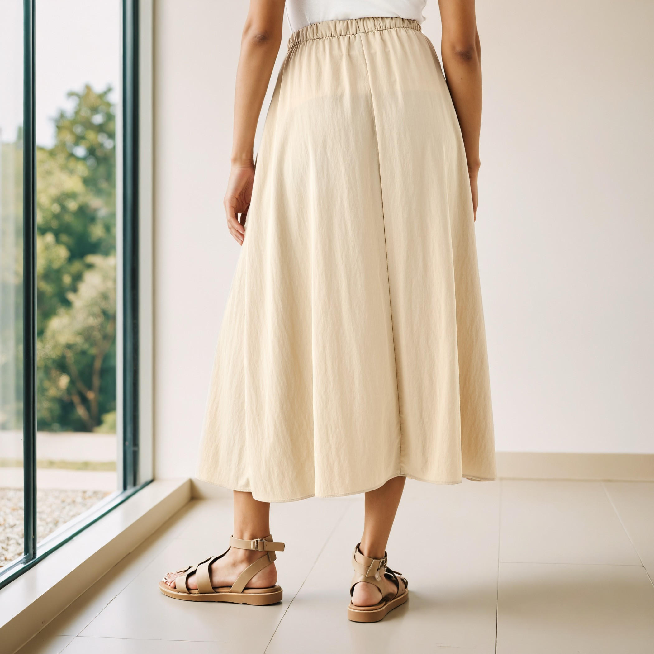 A-line Midi Skirt with Flexi Comfort Drawstring Waistband-women-clothing-bottoms-skirts-image-3