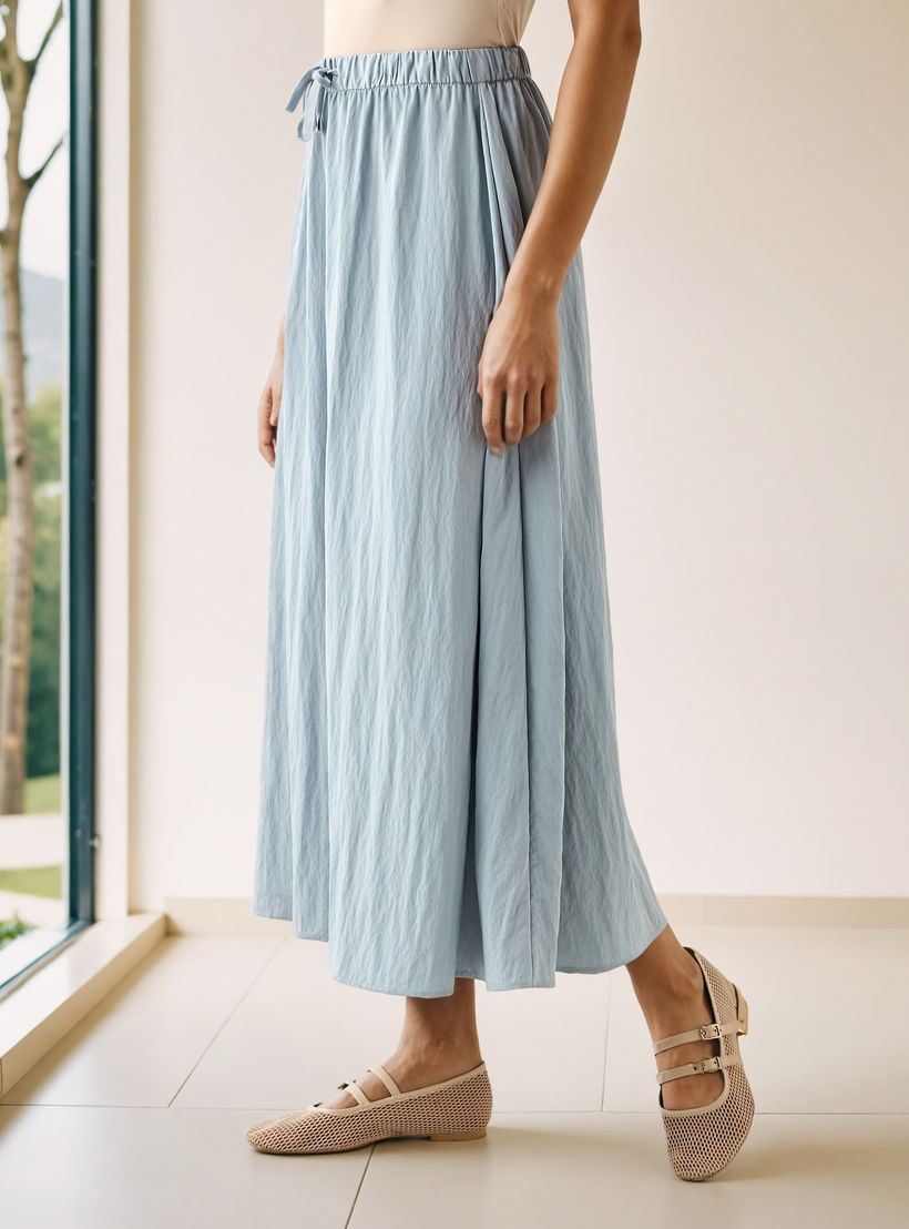 A-line Midi Skirt with Flexi Comfort Drawstring Waistband-women-clothing-bottoms-skirts-image-1