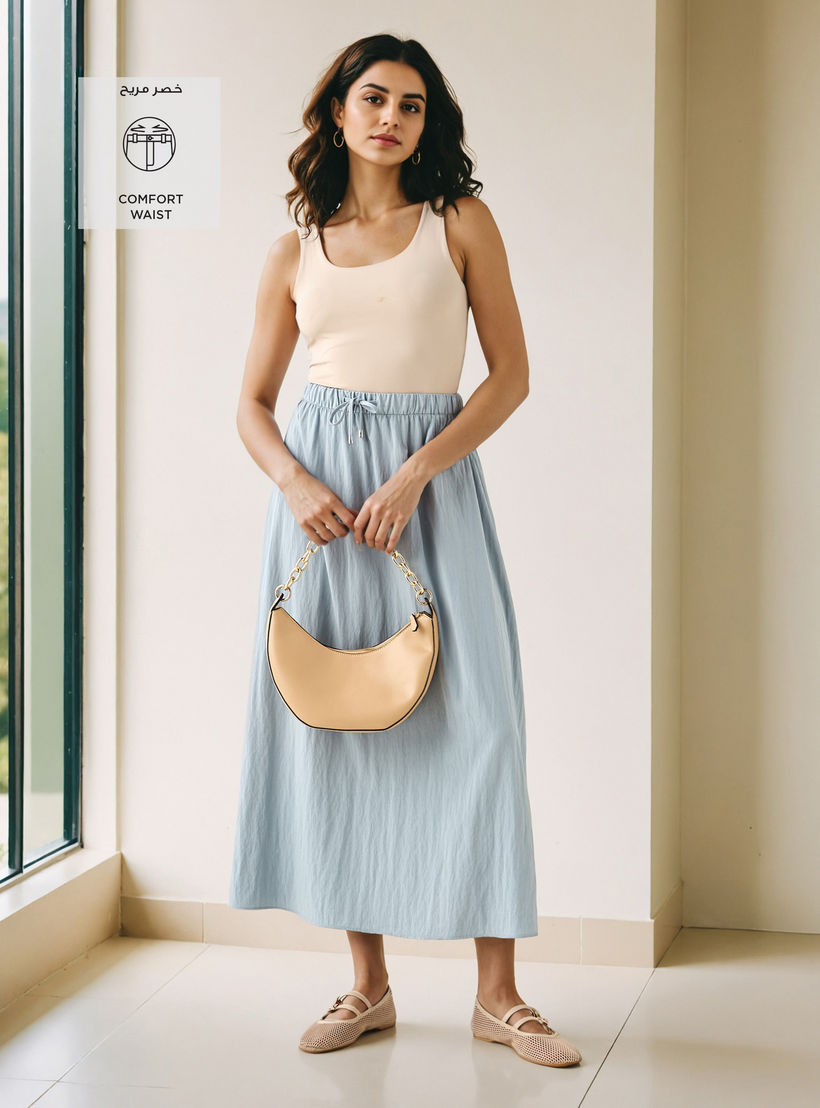 A-line Midi Skirt with Flexi Comfort Drawstring Waistband-women-clothing-bottoms-skirts-image-2