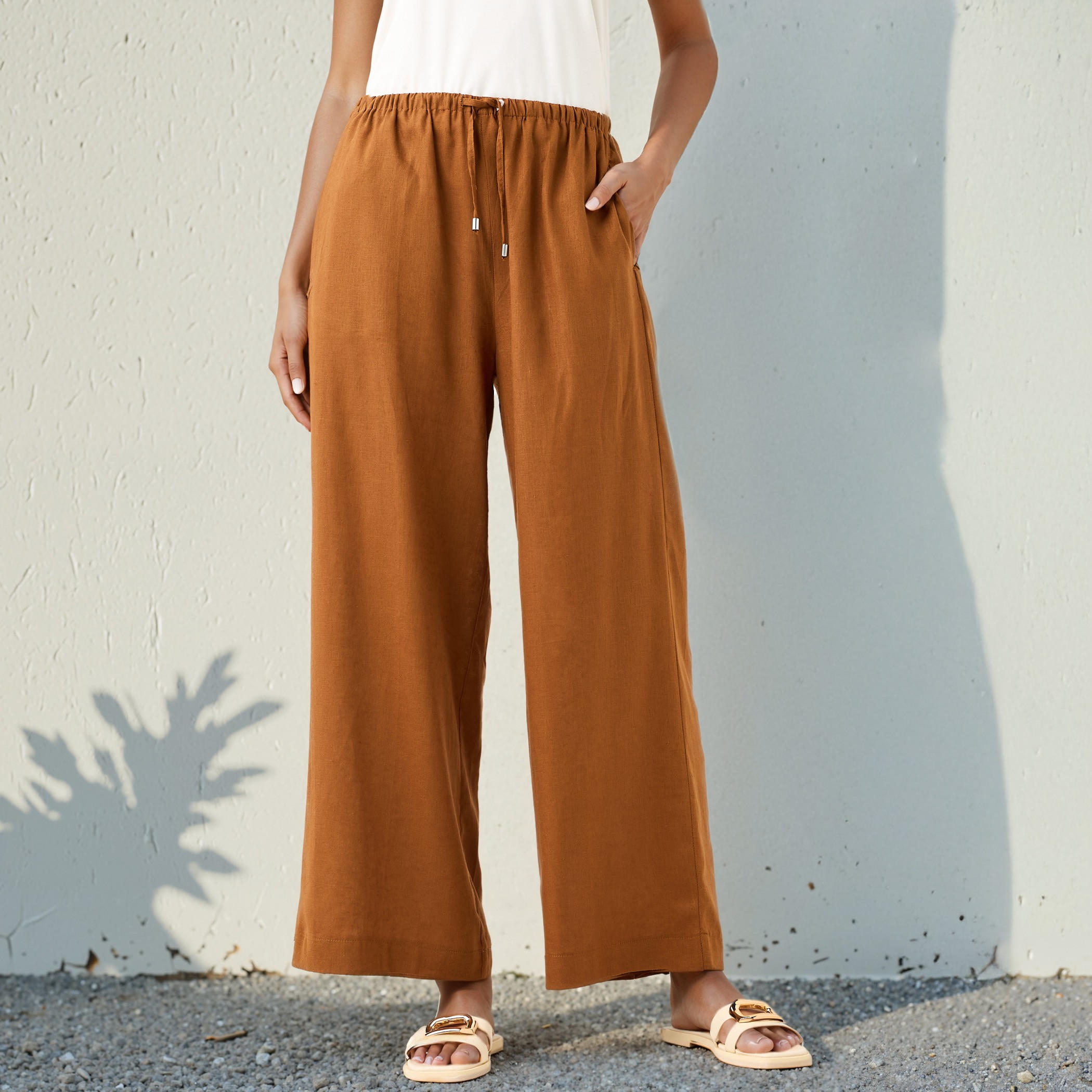 بنطلون كتان واسع الساقين-women-clothing-bottoms-trousers-image-1