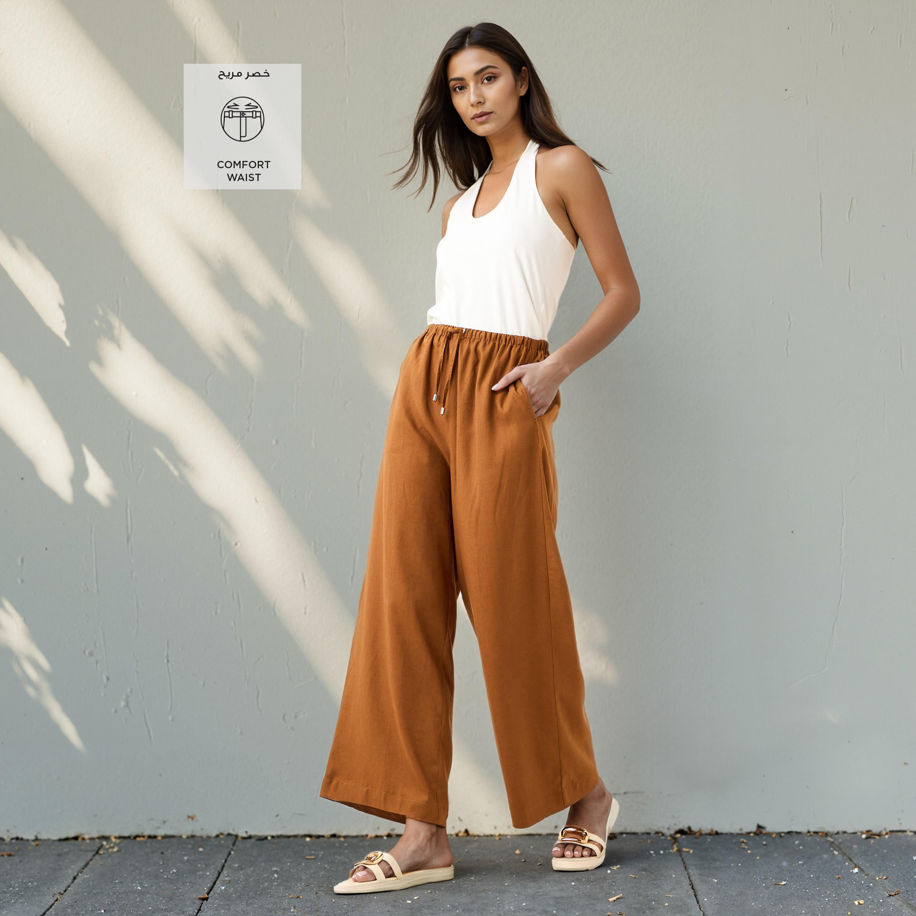 بنطلون كتان واسع الساقين-women-clothing-bottoms-trousers-image-2