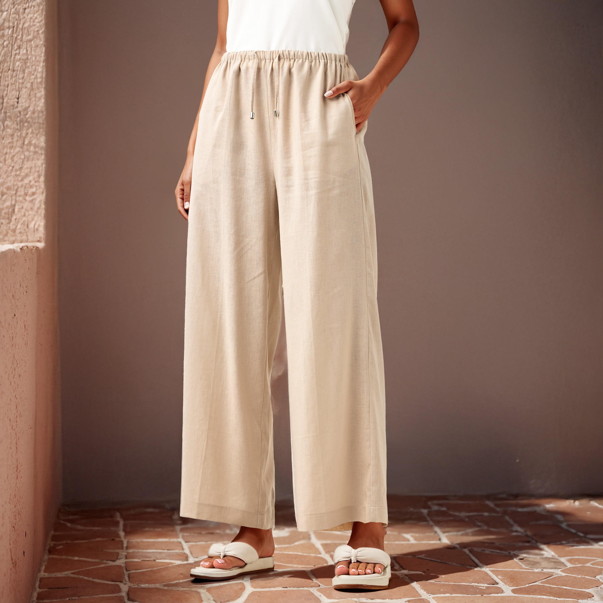 بنطلون كتان واسع الساقين-women-clothing-bottoms-trousers-image-1