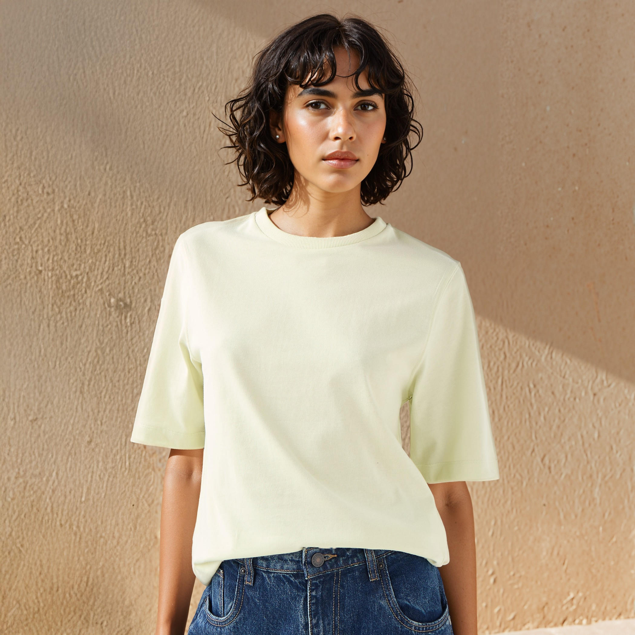 Relaxed Fit Crew Neck Cotton T-shirt-women-clothing-tshirts-image-1