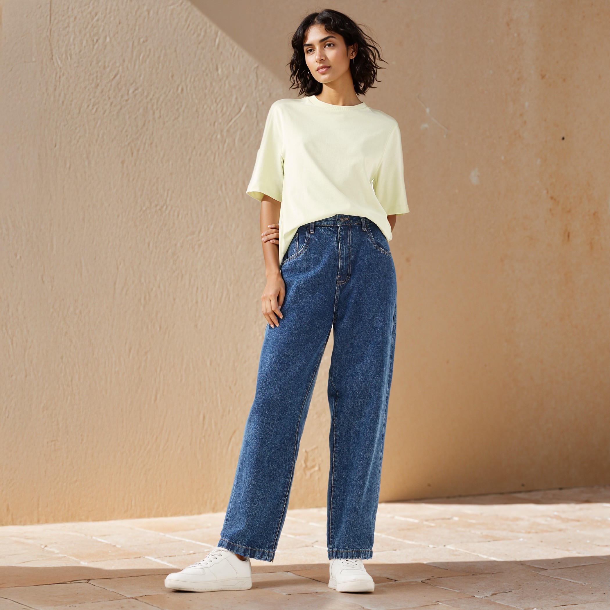 Relaxed Fit Crew Neck Cotton T-shirt-women-clothing-tshirts-image-2