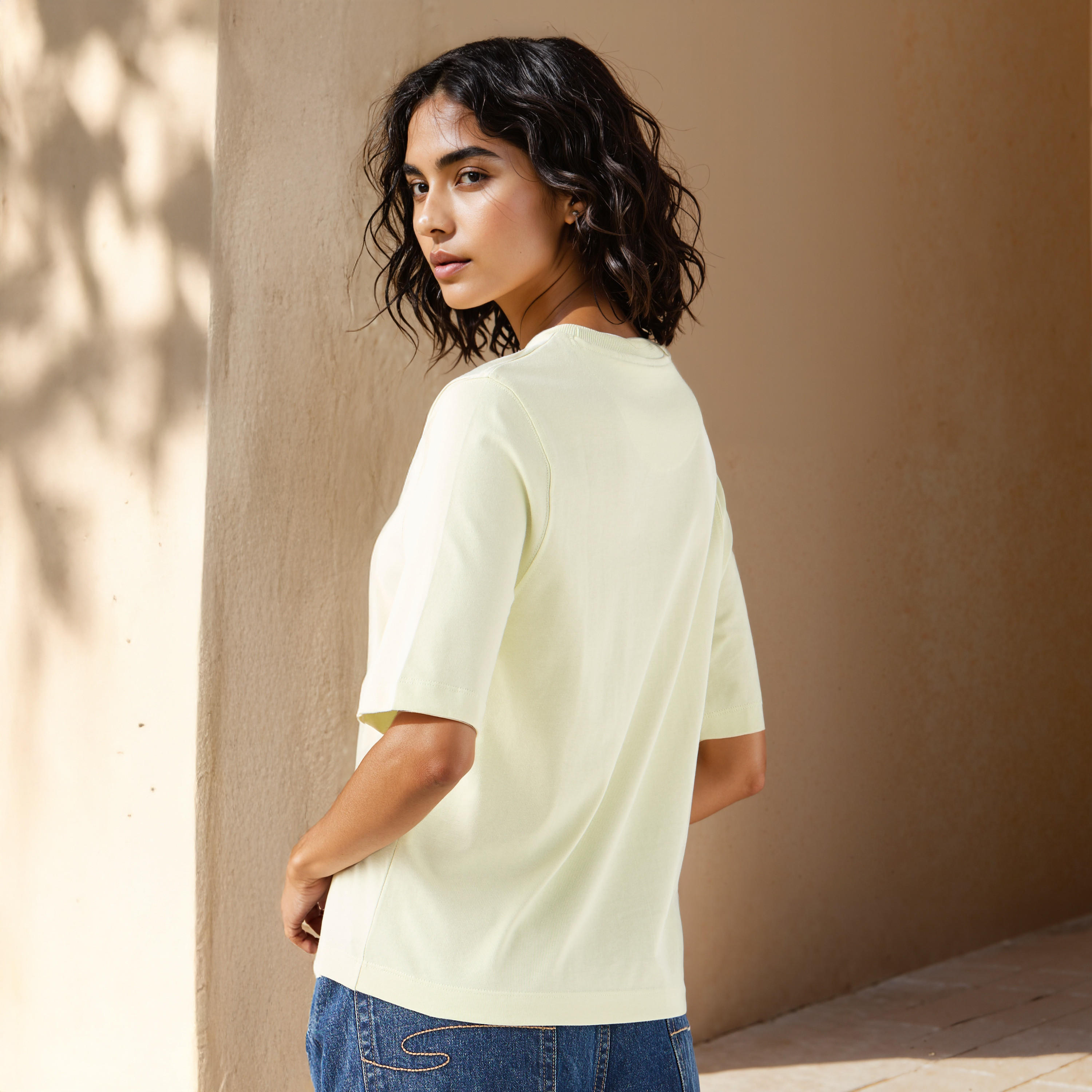 Relaxed Fit Crew Neck Cotton T-shirt-women-clothing-tshirts-image-3