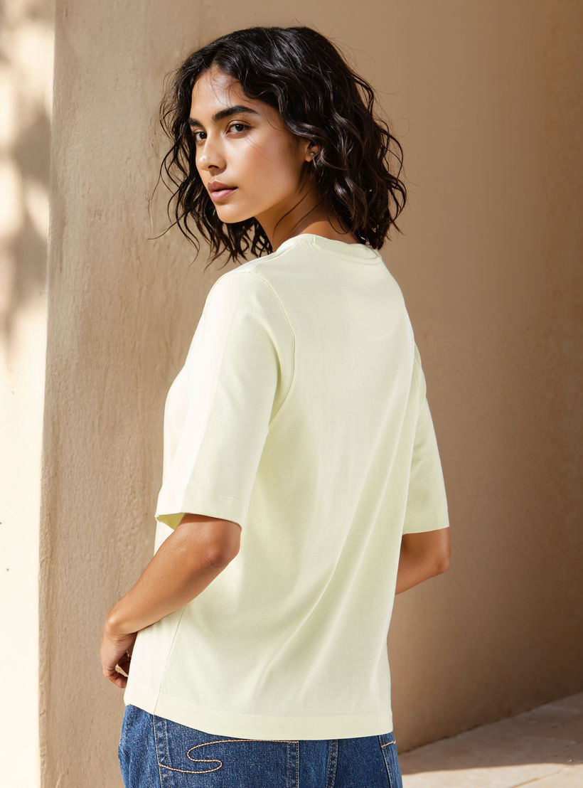 Relaxed Fit Crew Neck Cotton T-shirt-women-clothing-tshirts-image-3