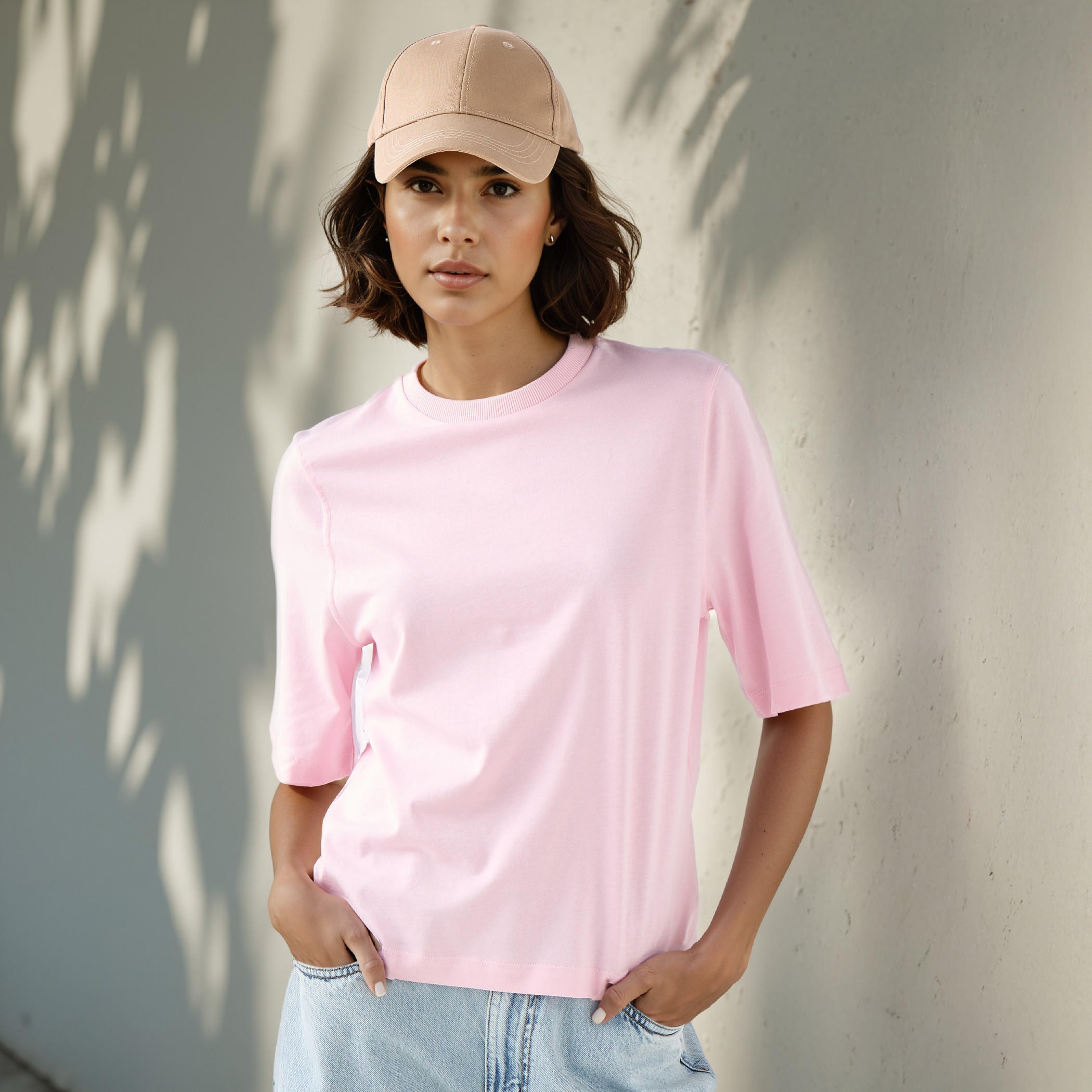 Relaxed Fit Crew Neck Cotton T-shirt-women-clothing-tshirts-image-1