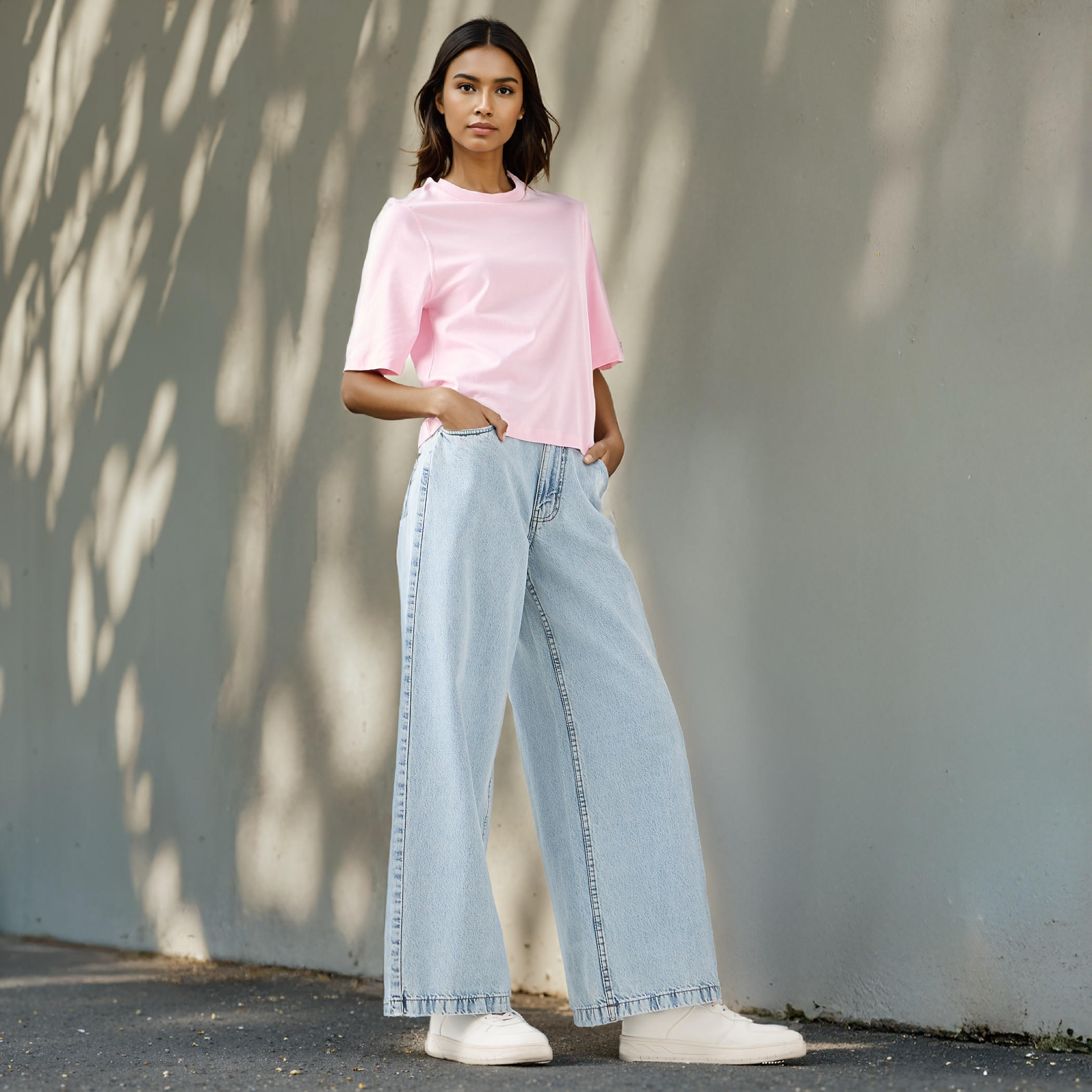 Relaxed Fit Crew Neck Cotton T-shirt-women-clothing-tshirts-image-2