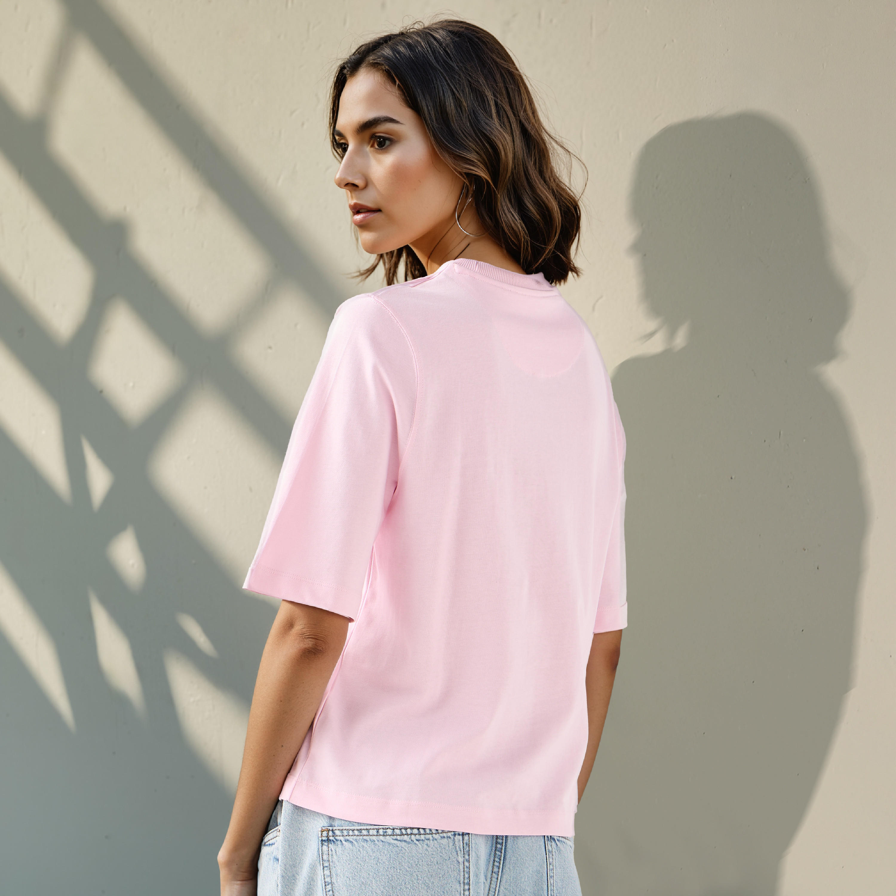 Relaxed Fit Crew Neck Cotton T-shirt-women-clothing-tshirts-image-3