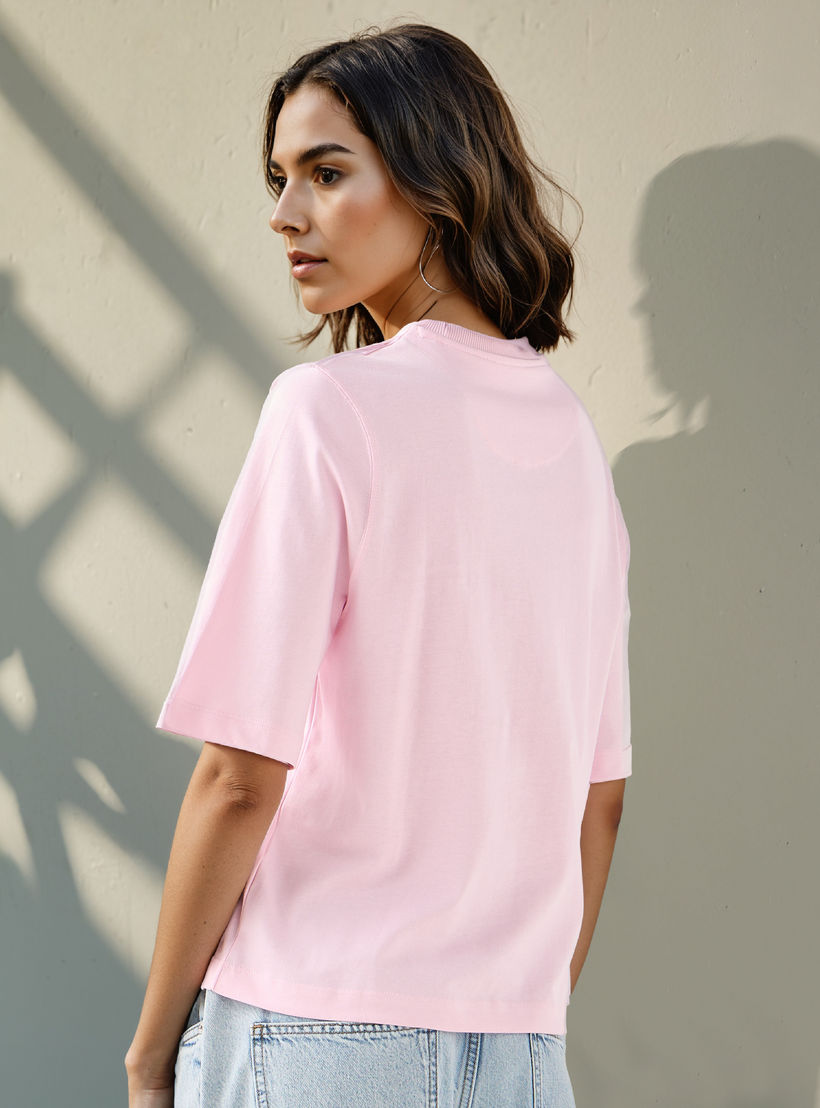 Relaxed Fit Crew Neck Cotton T-shirt-women-clothing-tshirts-image-3