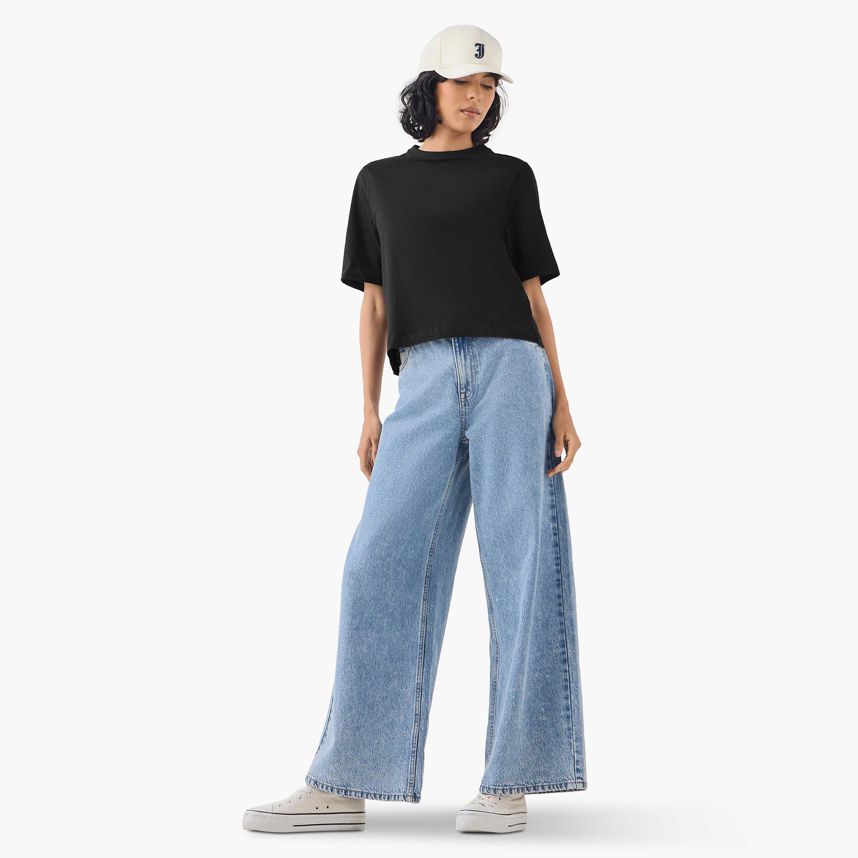 Relaxed Fit Crew Neck Cotton T-shirt-women-clothing-tshirts-image-2